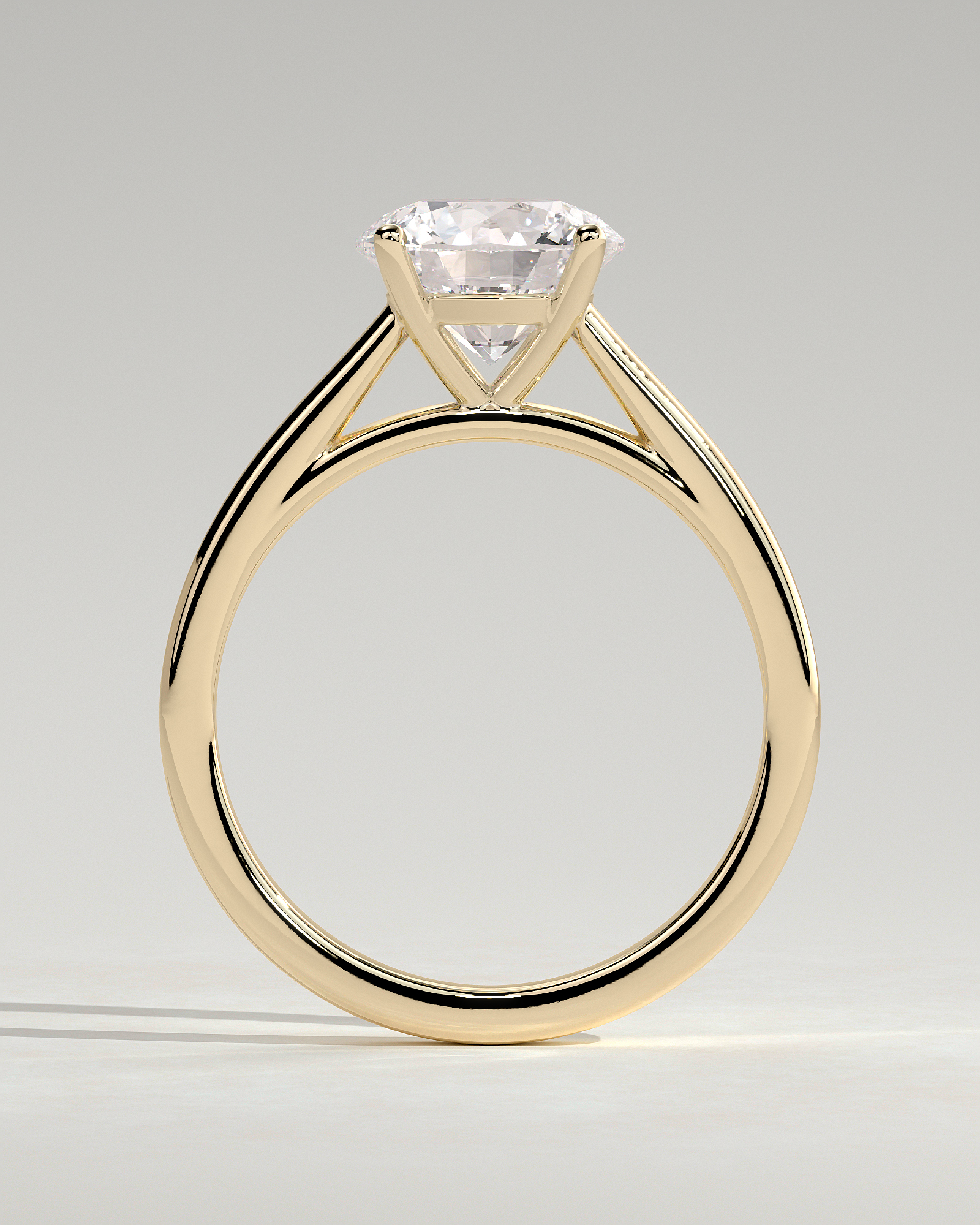 Georgia  4 Claw Cathedral Round Solitaire - 18k Yellow Gold