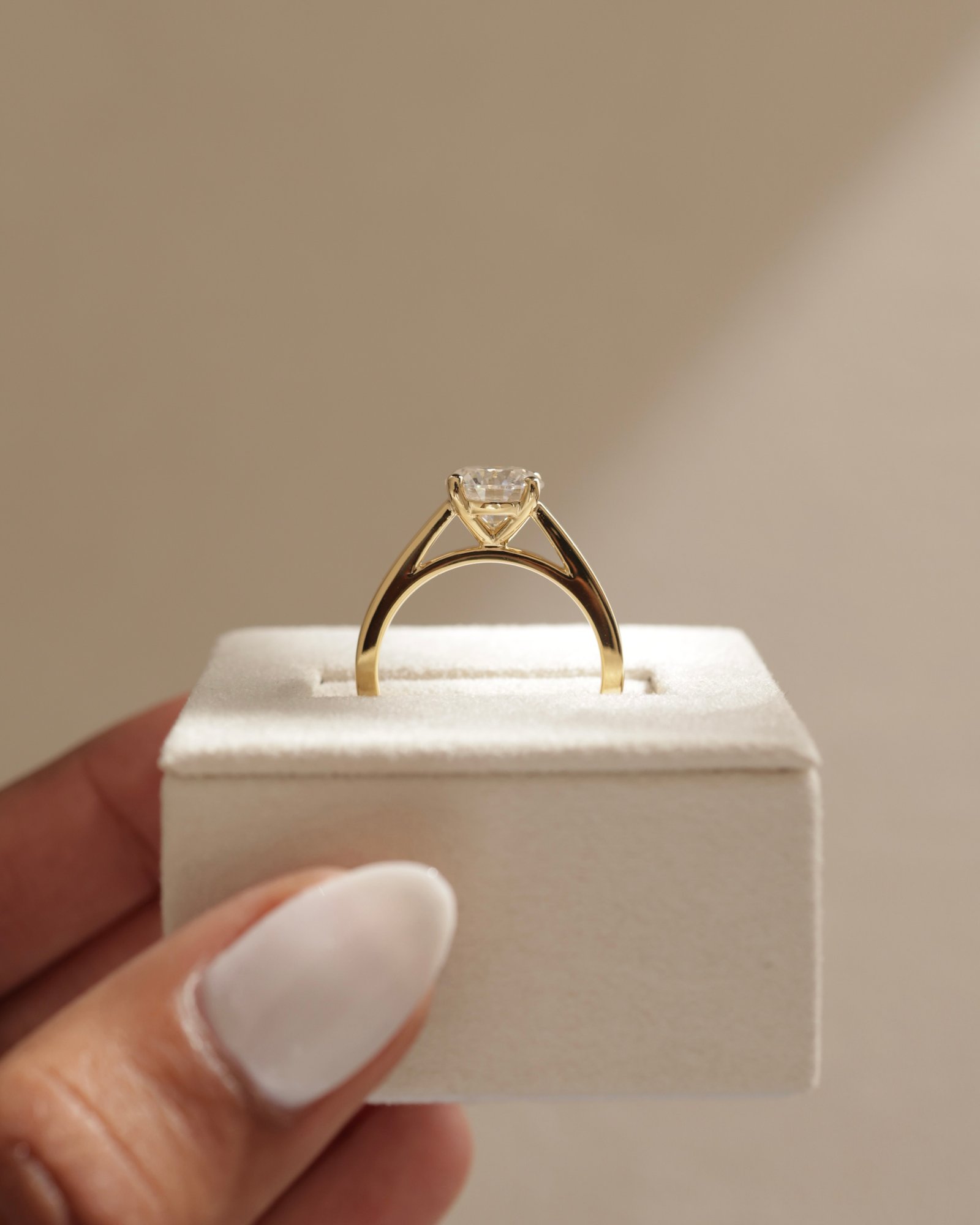 Georgia  4 Claw Cathedral Round Solitaire Lifestyle Image