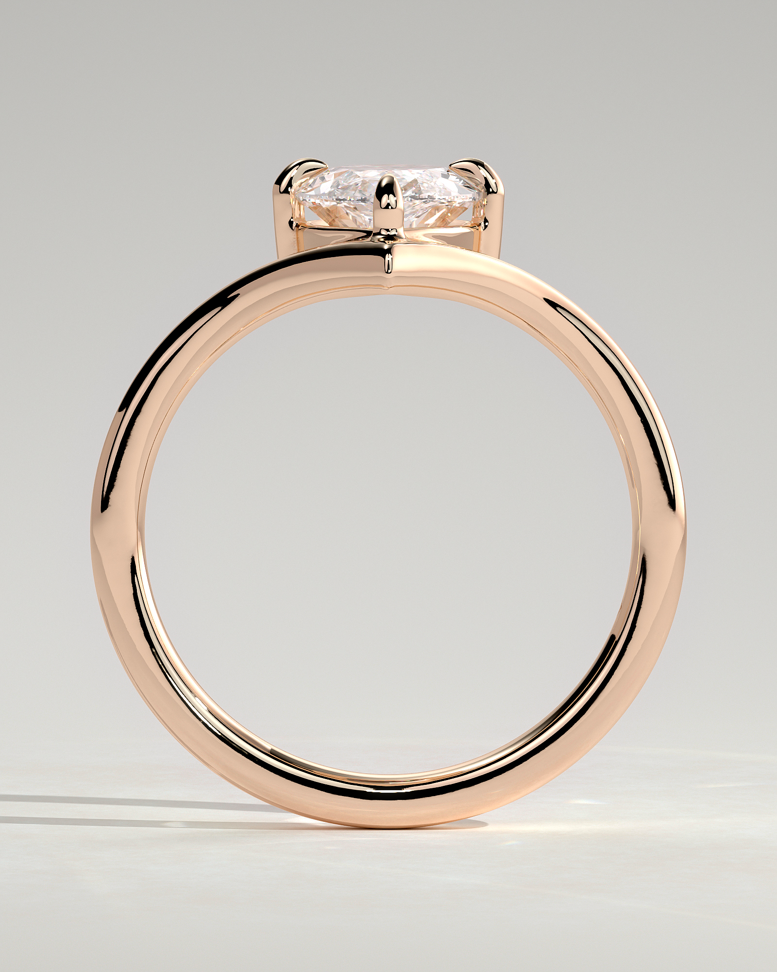 Giselle - Marquise Solitaire with Deep V Band - 18k Rose Gold