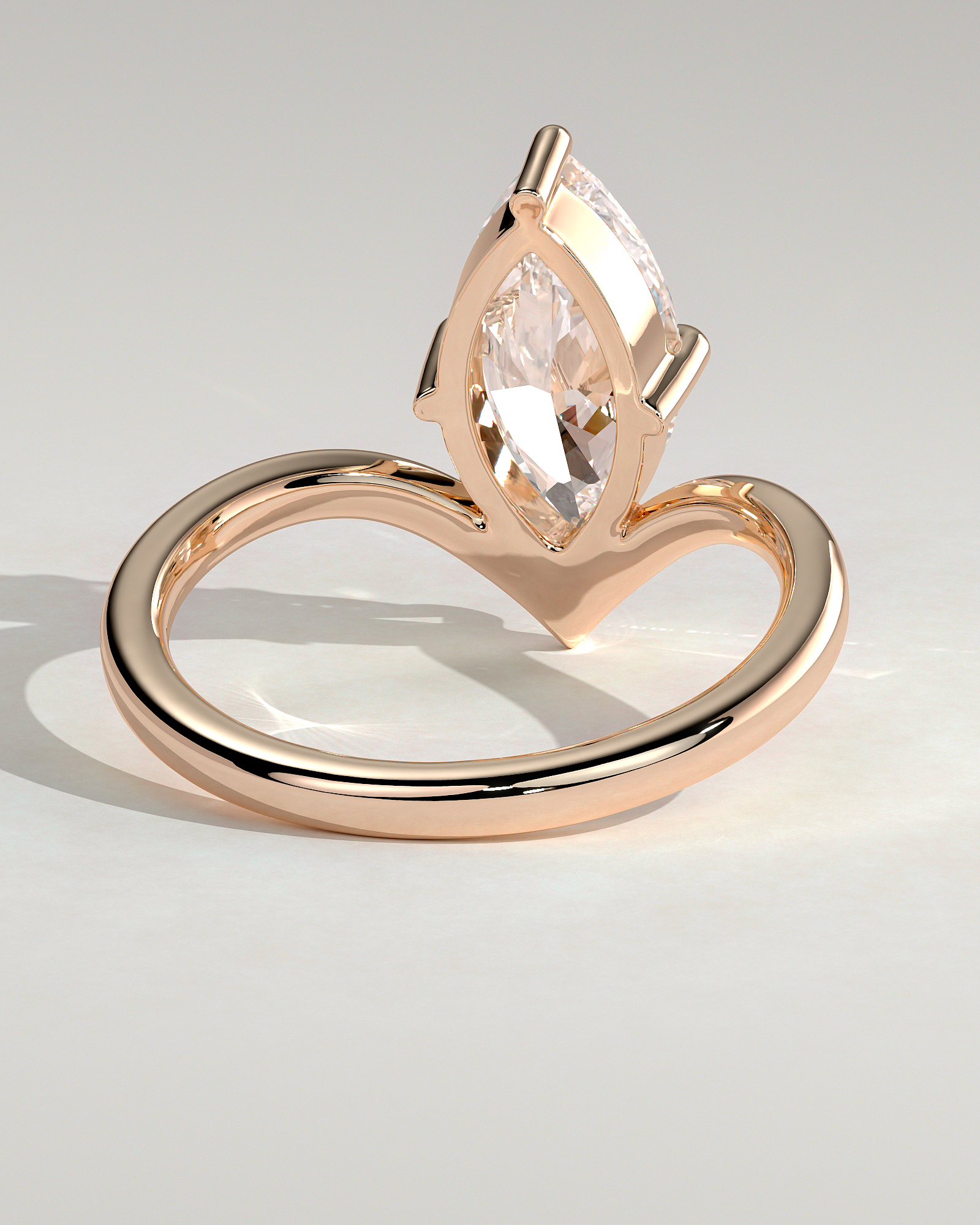 Giselle - Marquise Solitaire with Deep V Band - 18k Rose Gold