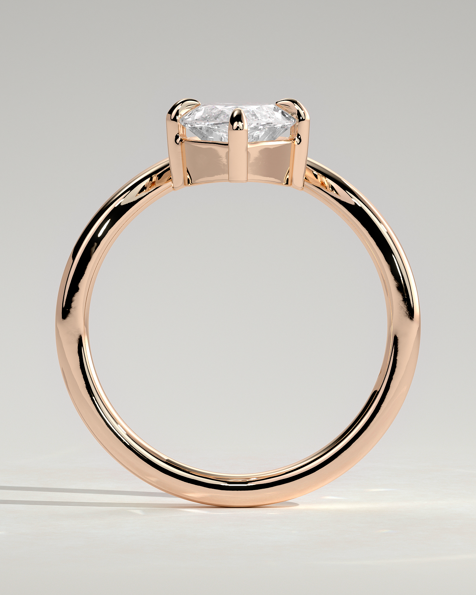 Giselle - Marquise Solitaire with Deep V Band - 18k Rose Gold