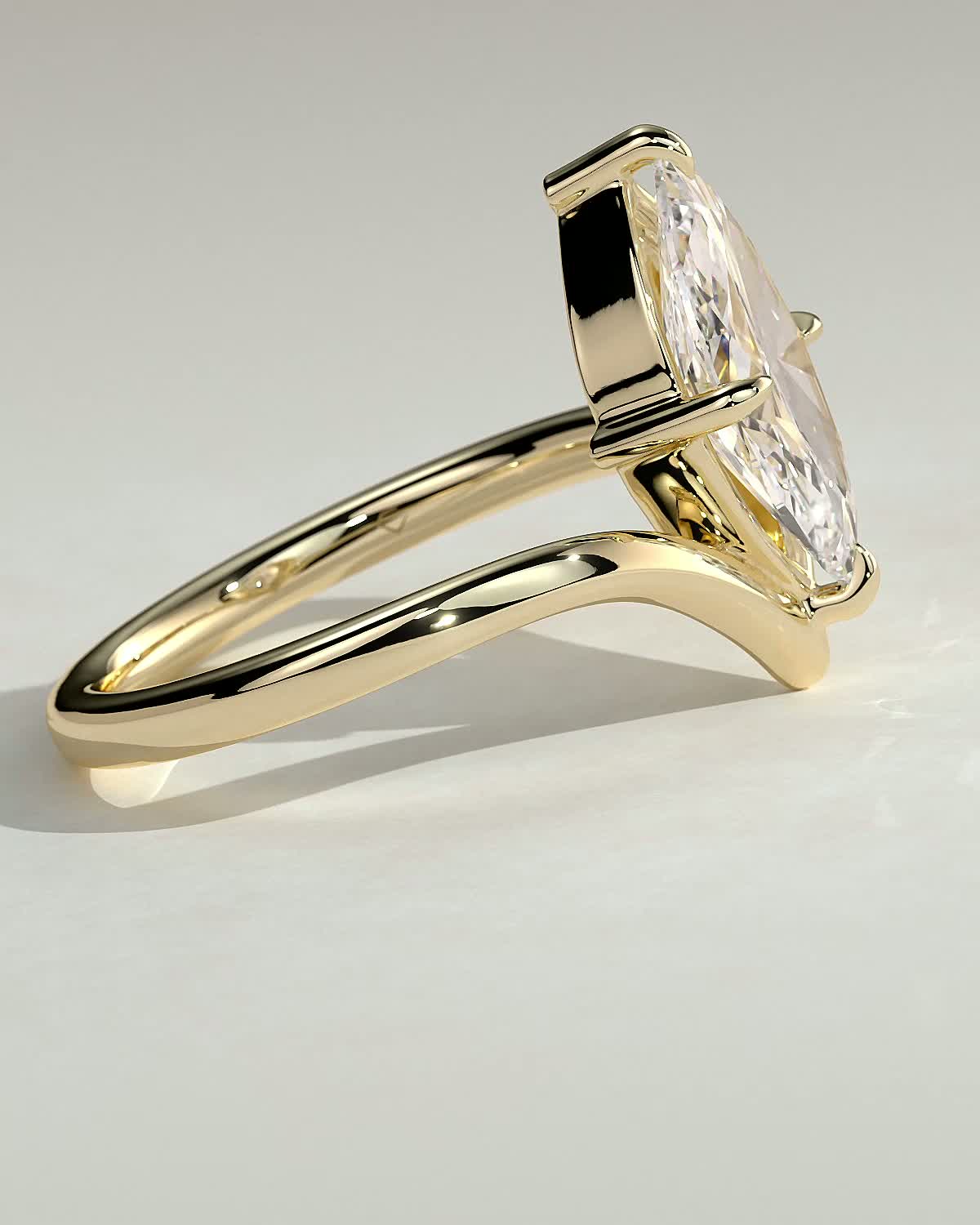 Giselle - Marquise Solitaire with Deep V Band - 18k Yellow Gold