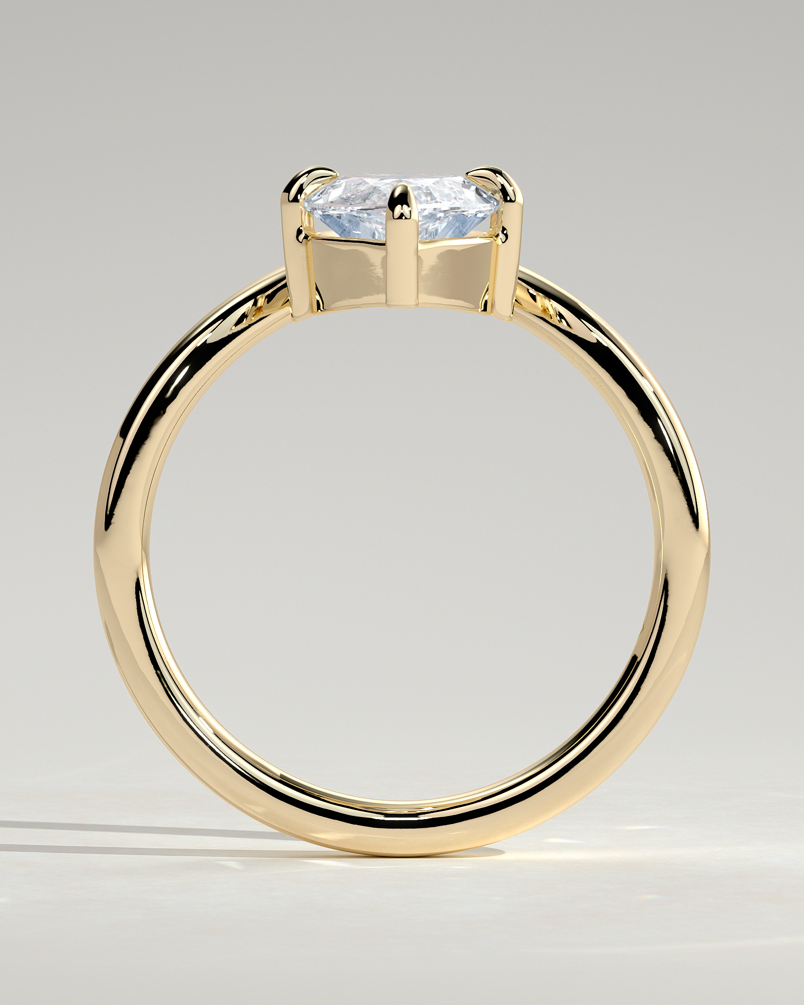 Giselle - Marquise Solitaire with Deep V Band - 18k Yellow Gold