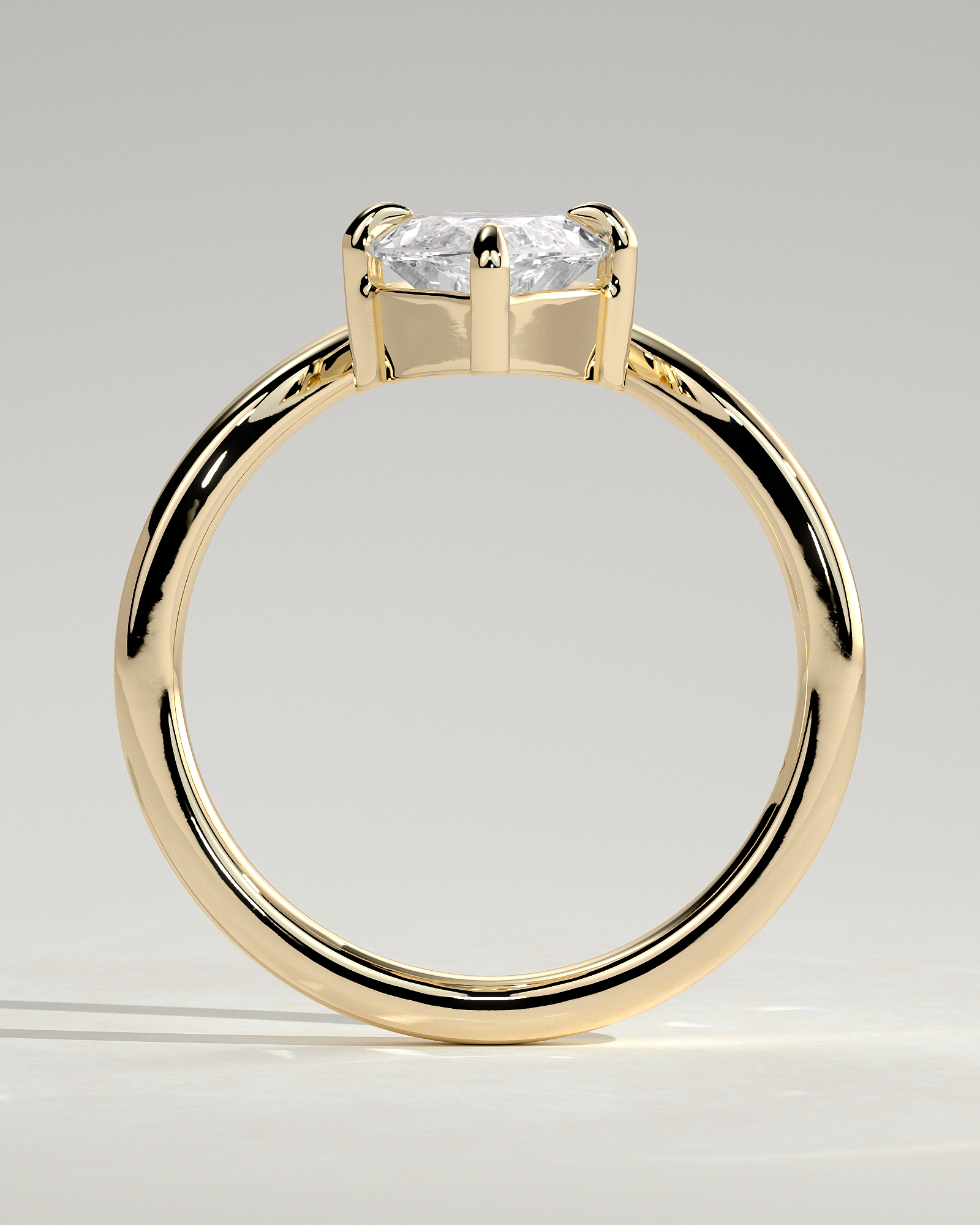 Giselle - Marquise Solitaire with Deep V Band - 18k Yellow Gold