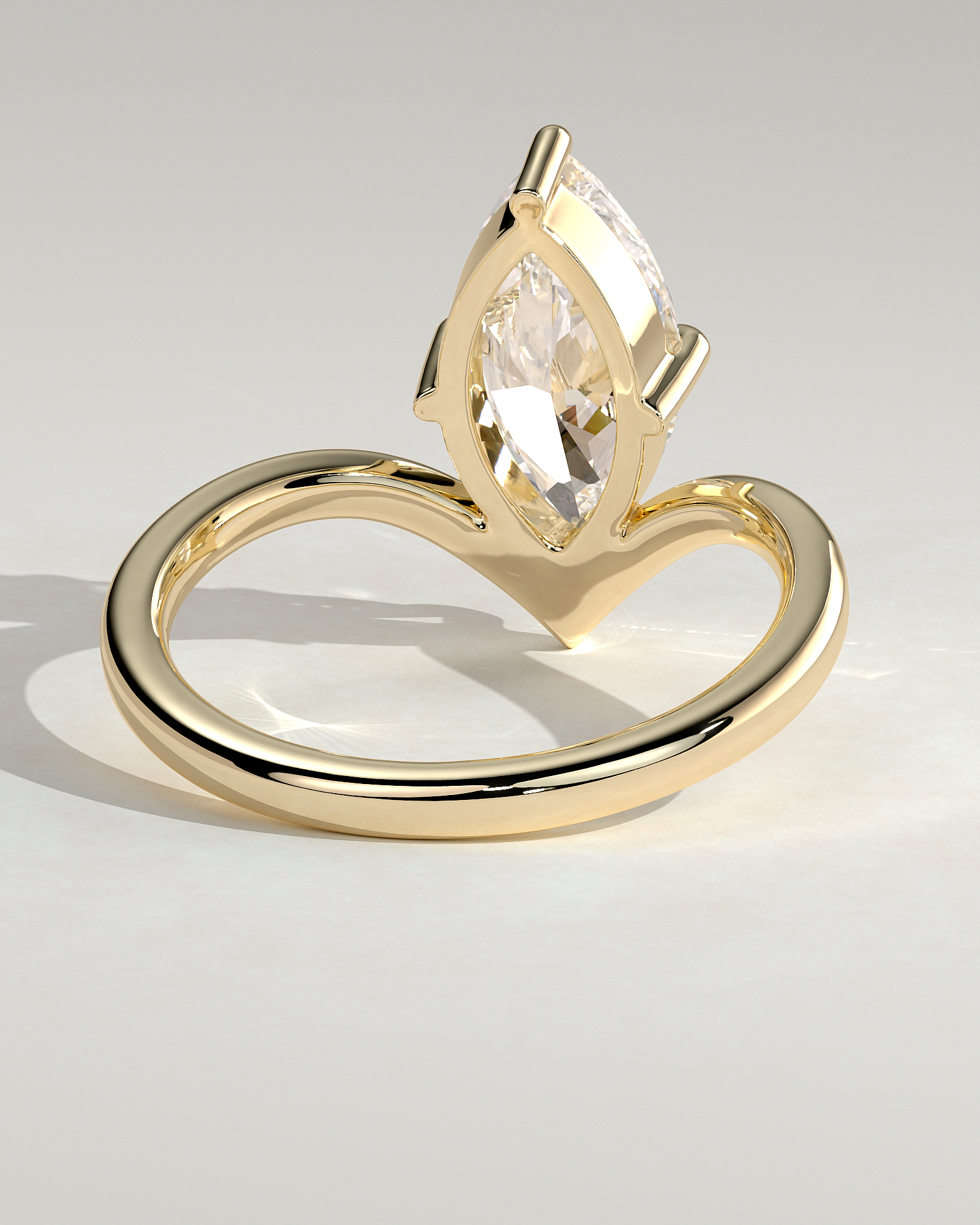 Giselle - Marquise Solitaire with Deep V Band - 18k Yellow Gold