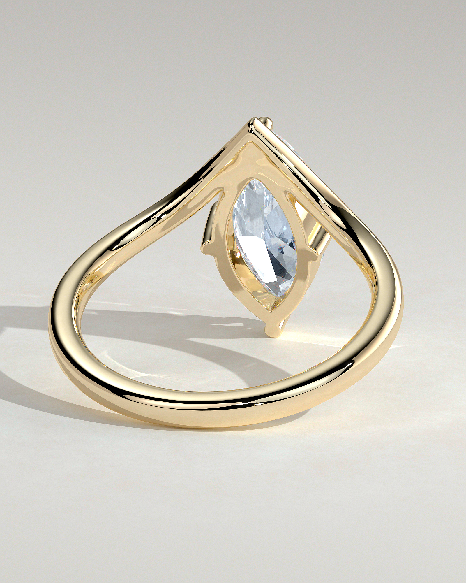 Giselle - Marquise Solitaire with Deep V Band - 18k Yellow Gold