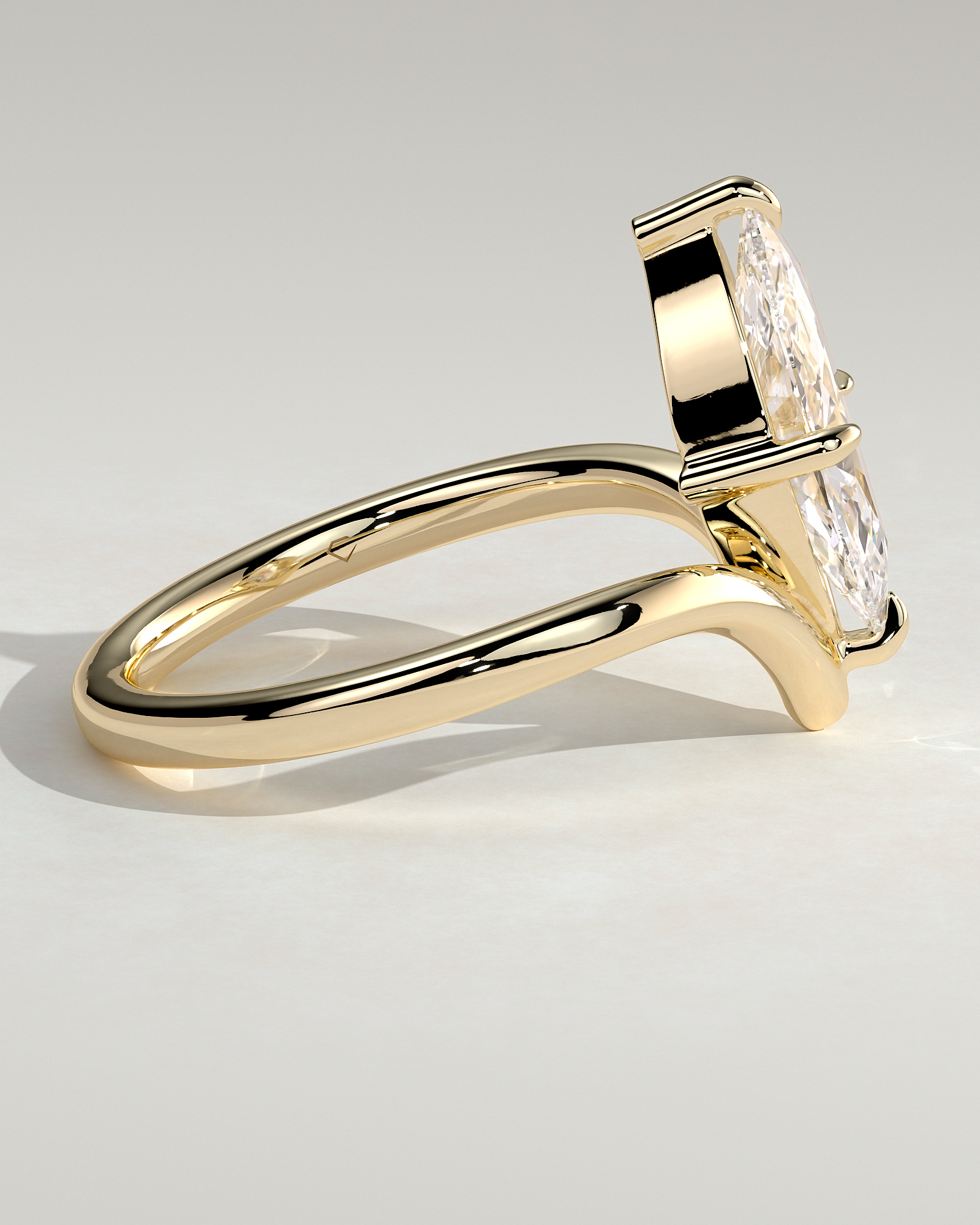 Giselle - Marquise Solitaire with Deep V Band - 18k Yellow Gold
