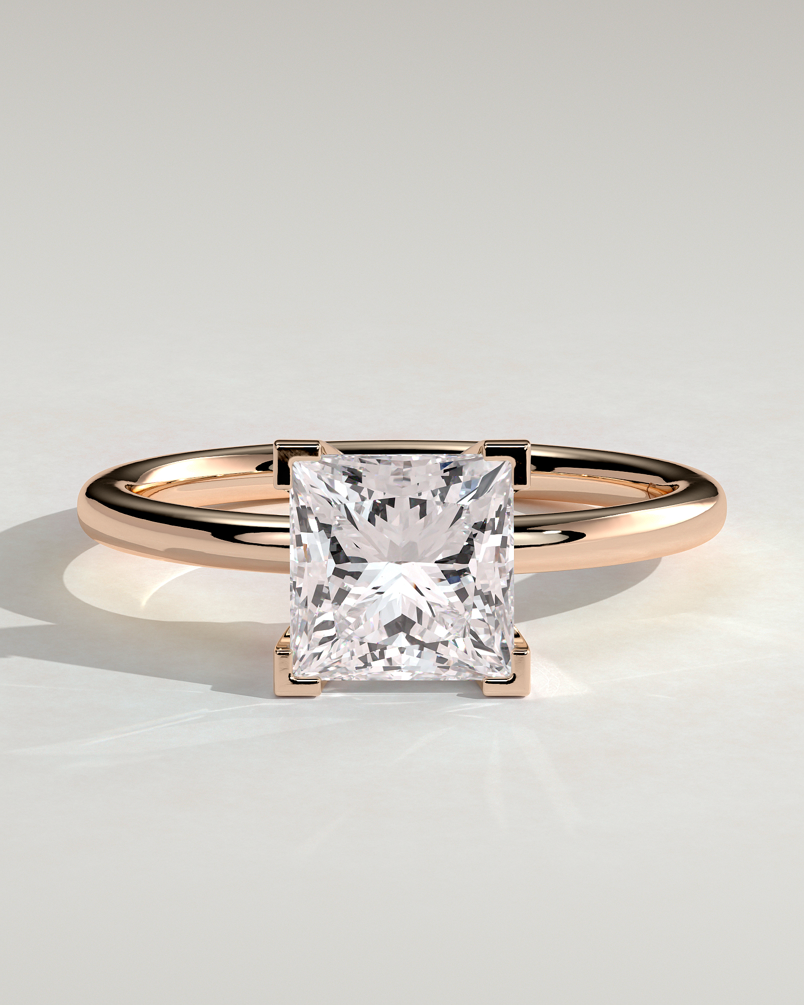 Glinda - 4 Claw Princess Solitaire - 18k Rose Gold