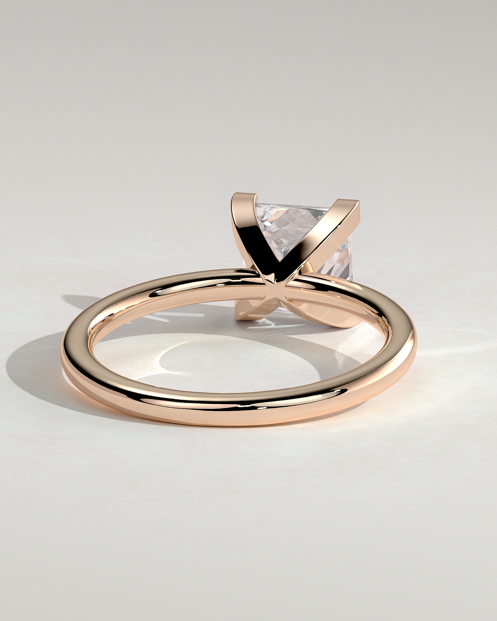 Glinda - 4 Claw Princess Solitaire - 18k Rose Gold