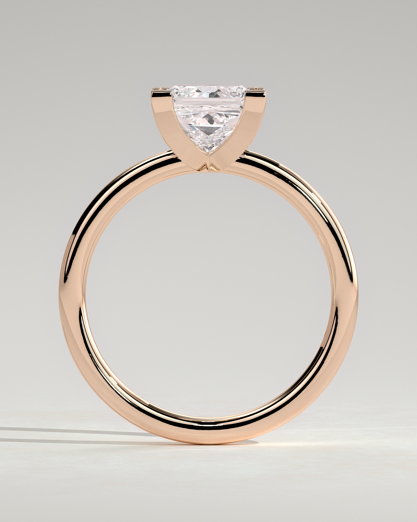 Glinda - 4 Claw Princess Solitaire - 18k Rose Gold