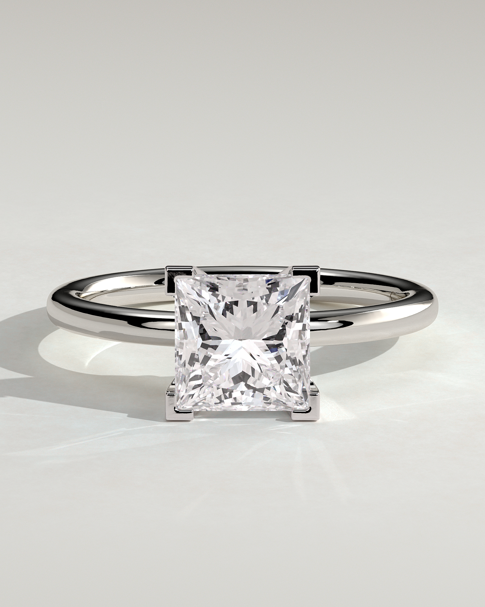 Glinda - 4 Claw Princess Solitaire - 18k White Gold