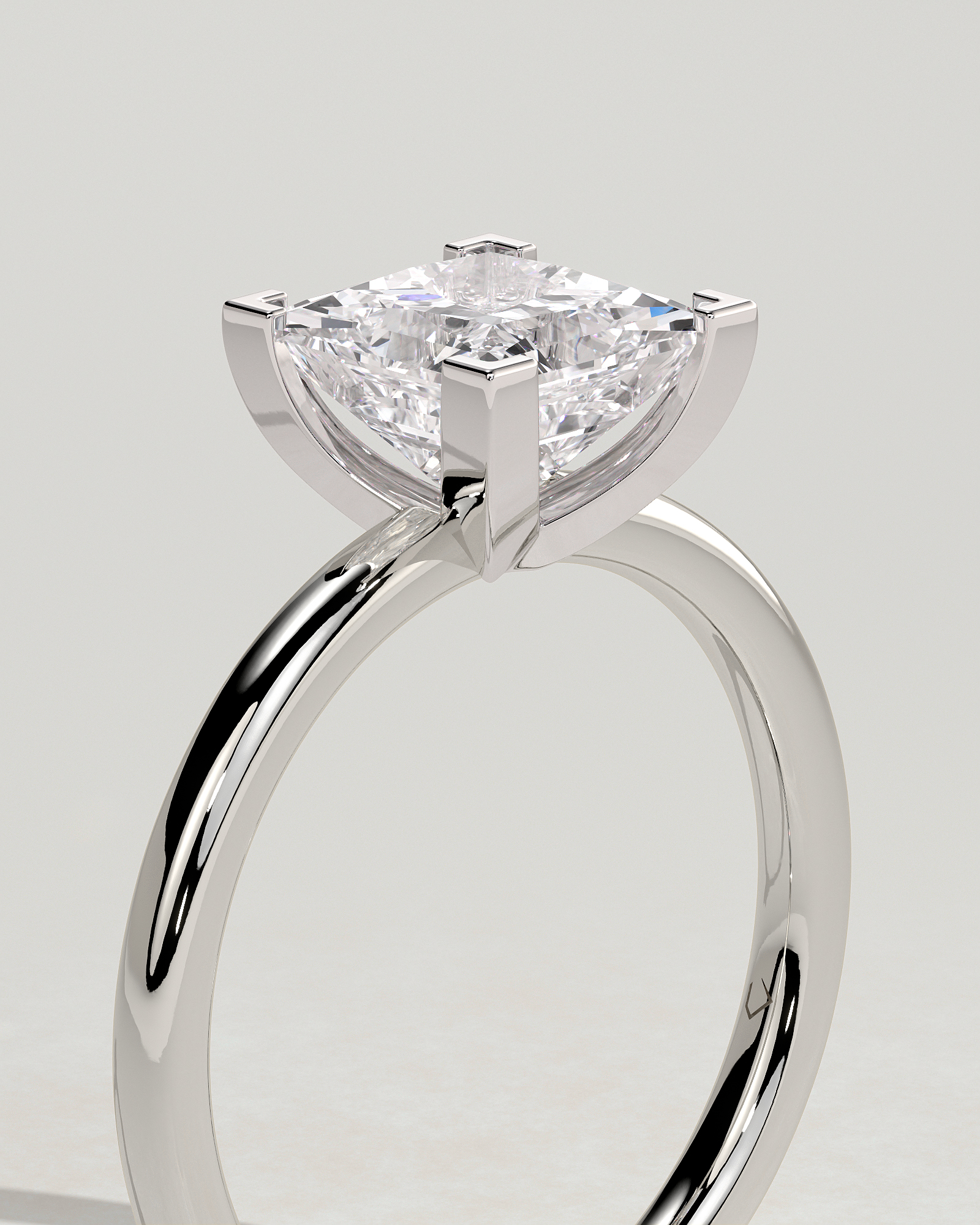 Glinda - 4 Claw Princess Solitaire - 18k White Gold