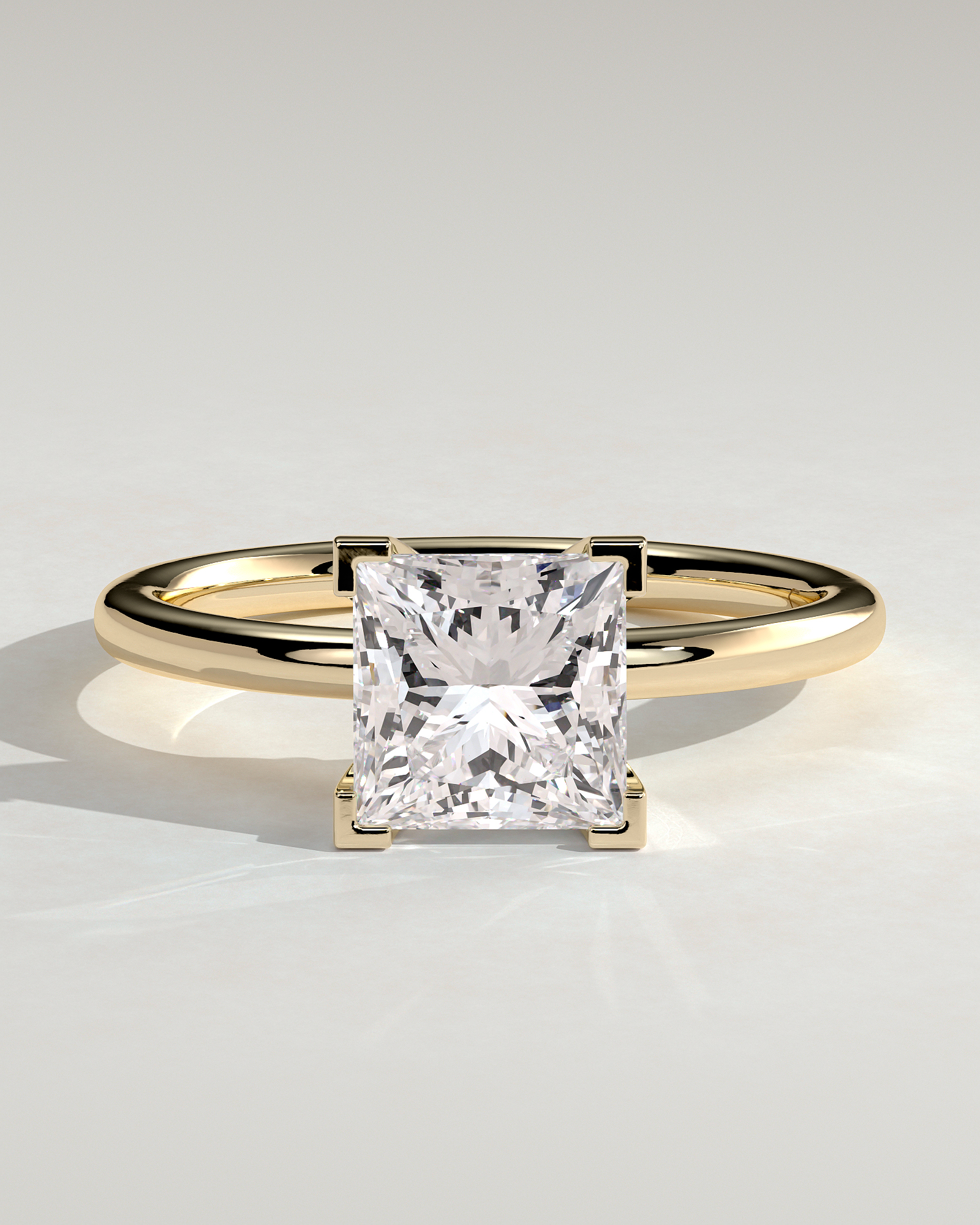 Glinda - 4 Claw Princess Solitaire - 18k Yellow Gold