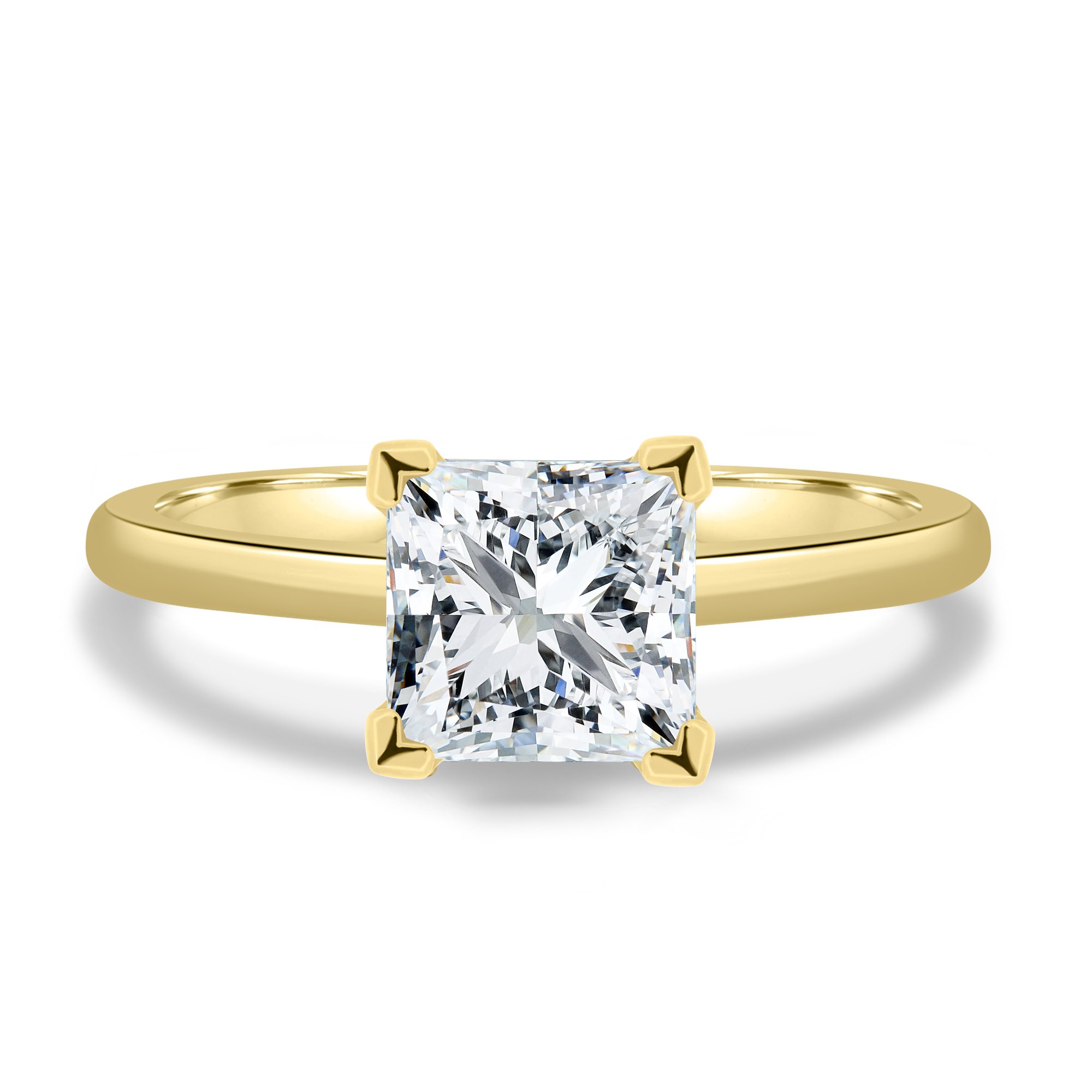 Glinda - 4 Claw Princess Solitaire - 18k Yellow Gold
