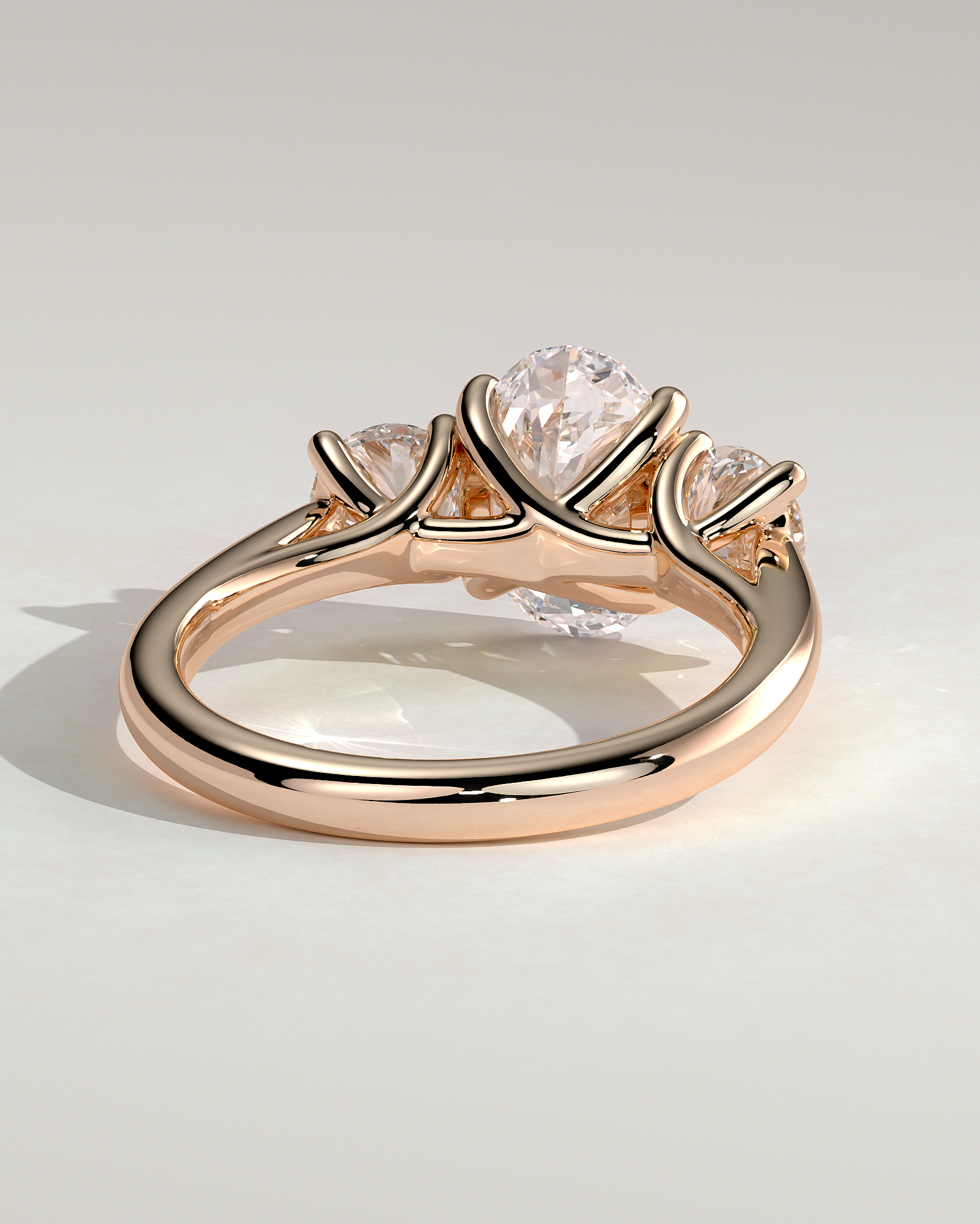Grace  Trellis Oval Trilogy - 18k Rose Gold