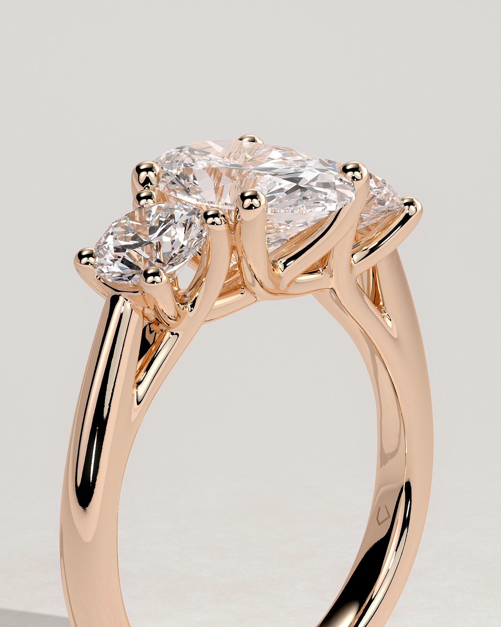 Grace  Trellis Oval Trilogy - 18k Rose Gold