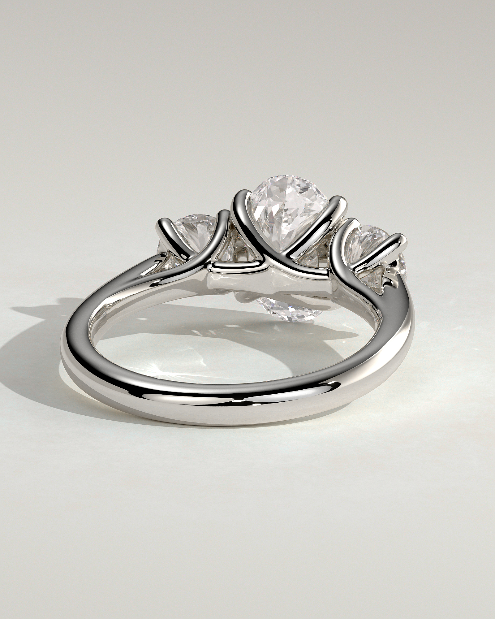 Grace  Trellis Oval Trilogy - 18k White Gold