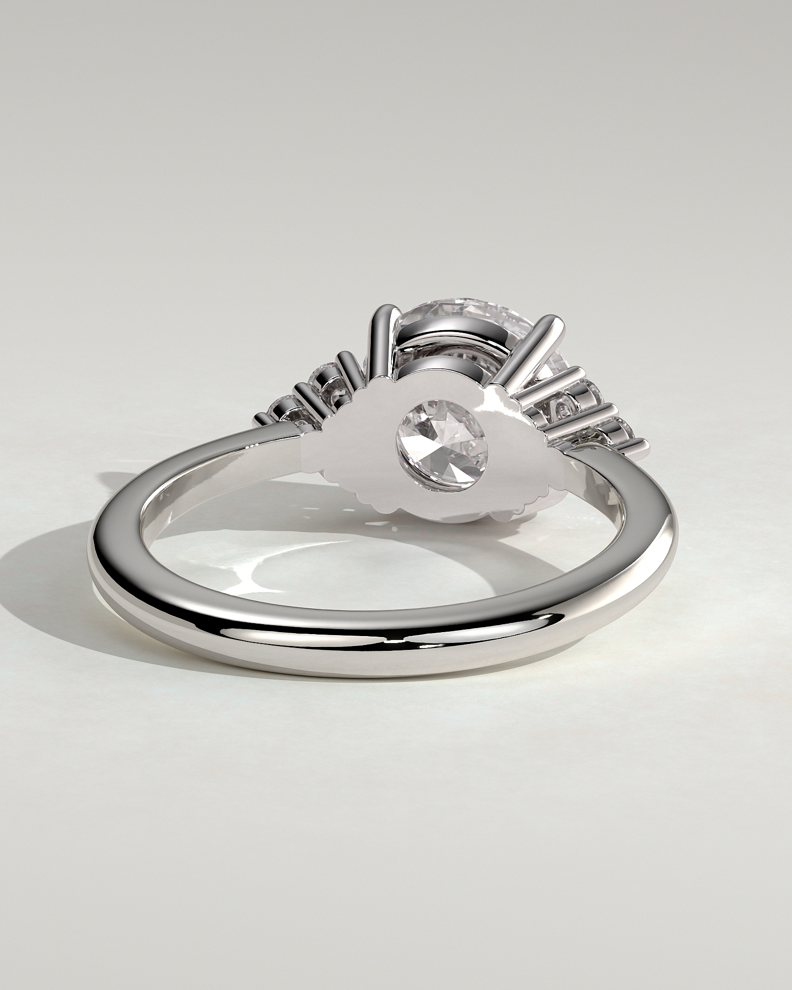 Greta  Round Trilogy with Round Side Stones - 18k White Gold