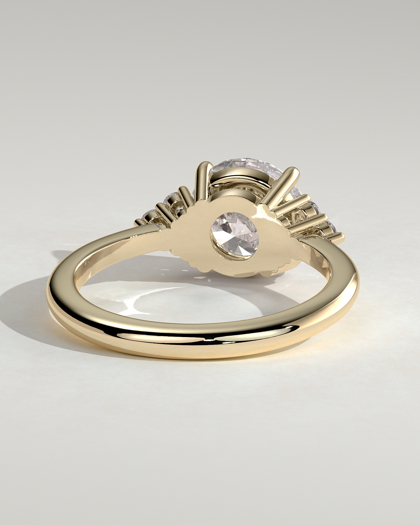 Greta  Round Trilogy with Round Side Stones - 18k Yellow Gold