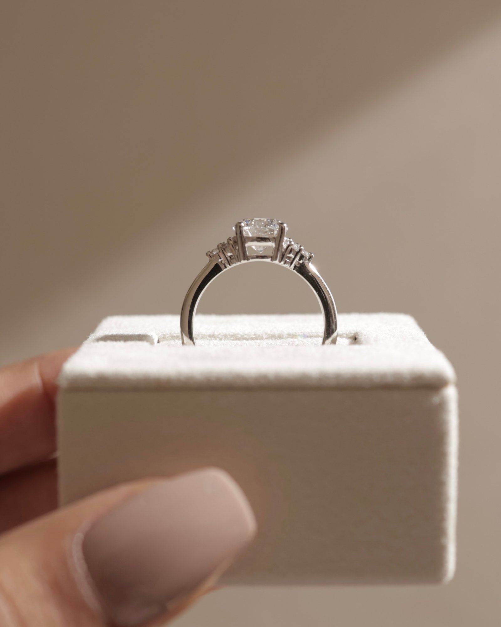 Greta  Round Trilogy with Round Side Stones Lifestyle Image