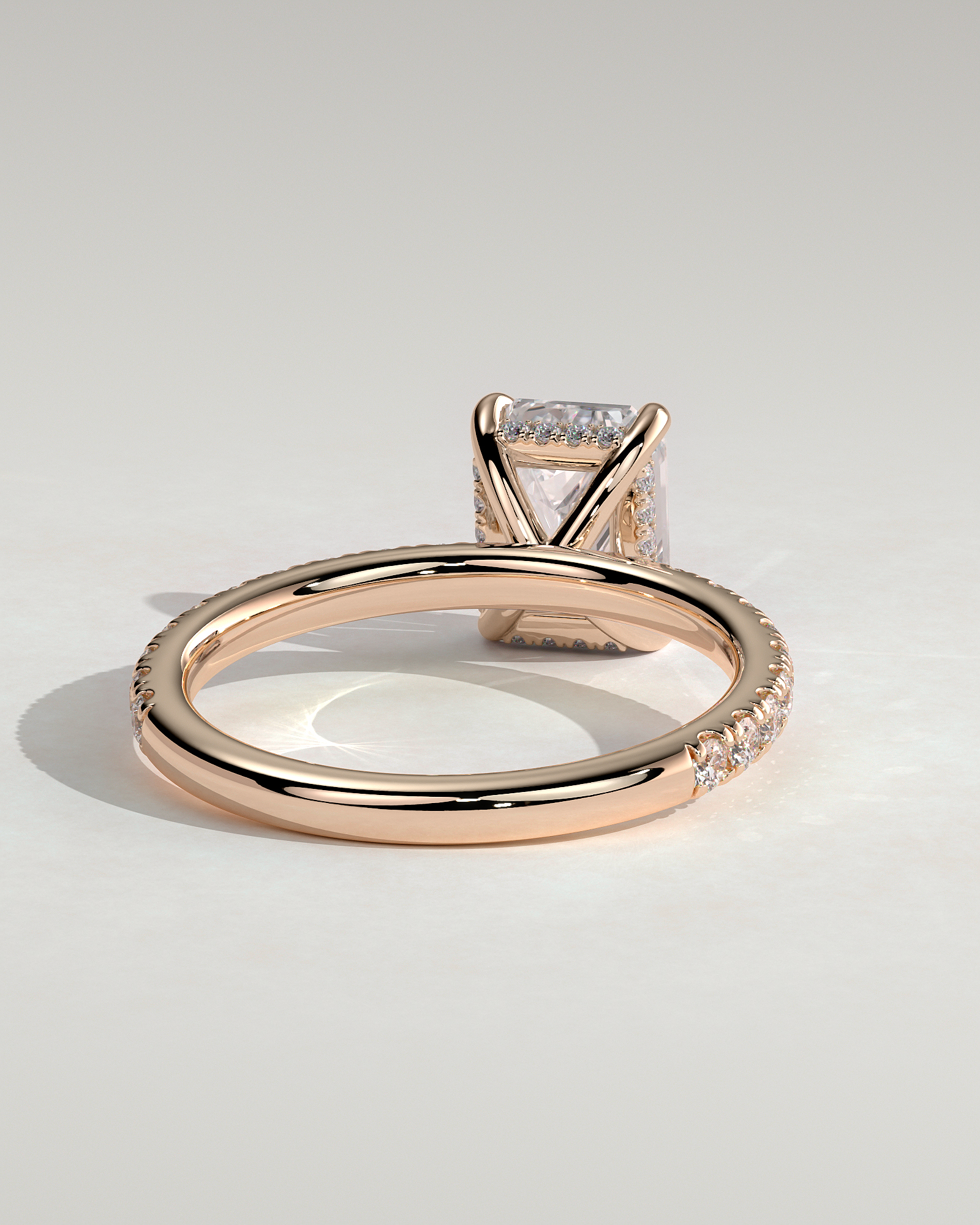 Gwyneth - Emerald Solitaire with Hidden Halo - 18k Rose Gold