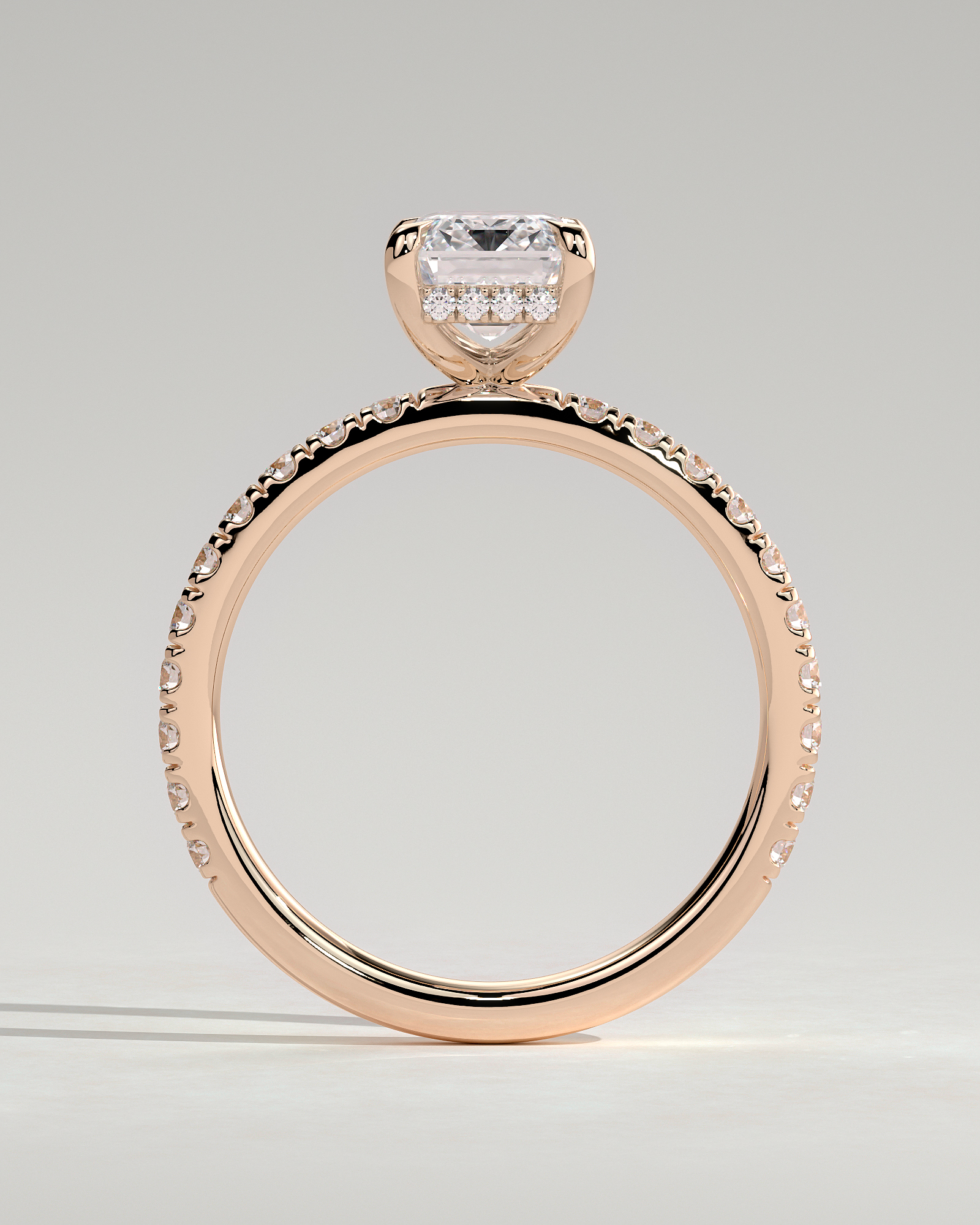 Gwyneth - Emerald Solitaire with Hidden Halo - 18k Rose Gold