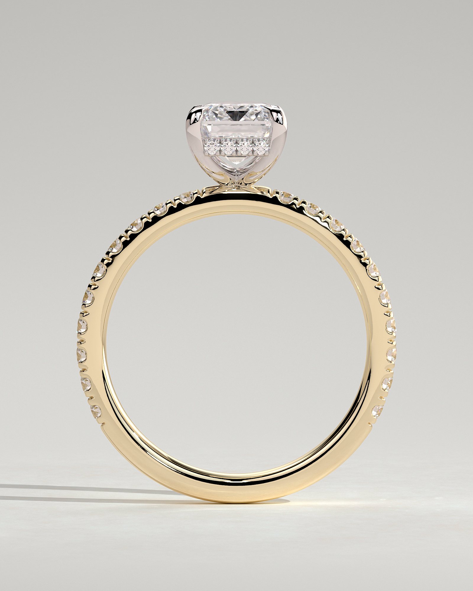 Gwyneth - Emerald Solitaire with Hidden Halo - 18k Yellow Gold / 18k White Gold