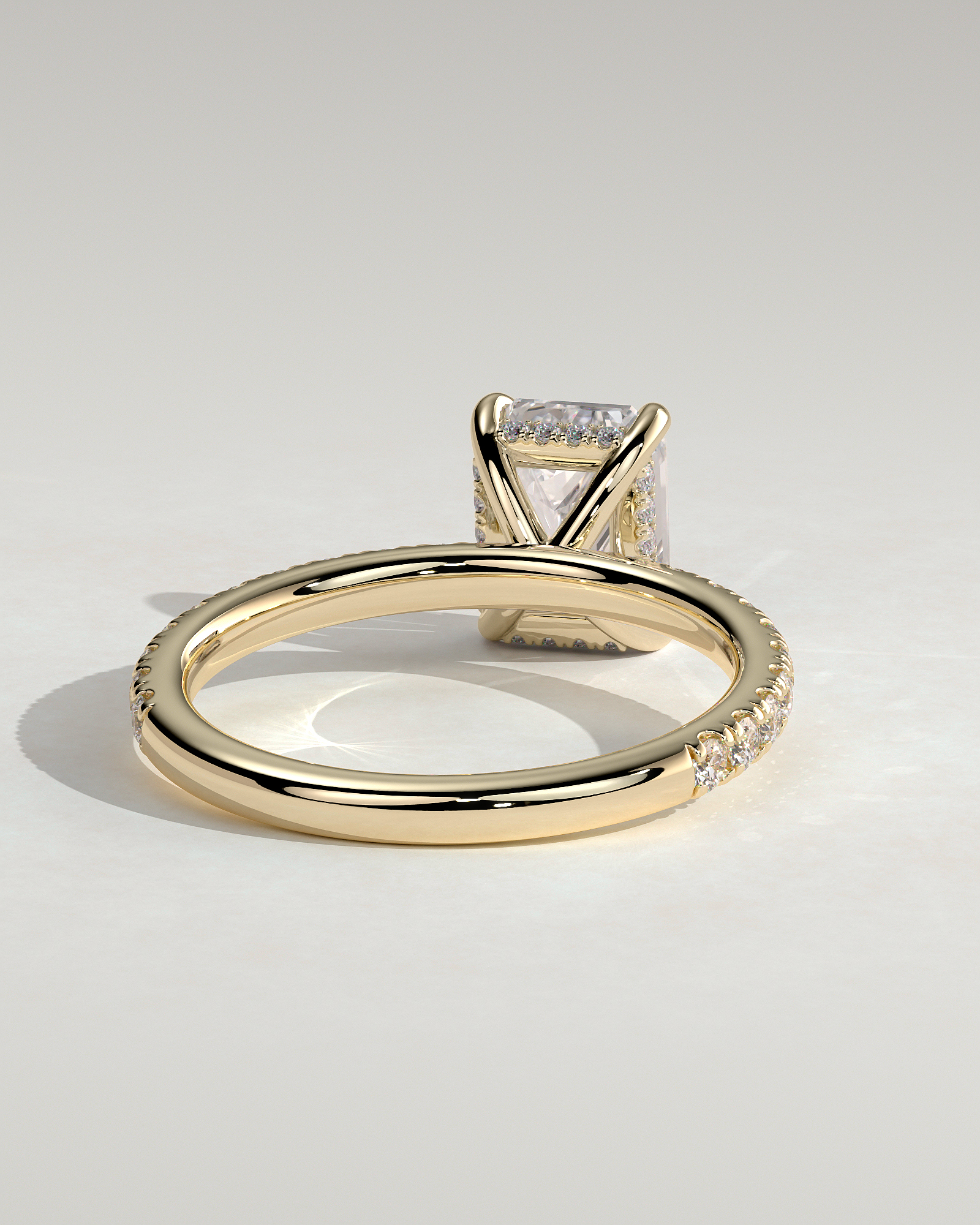 Gwyneth - Emerald Solitaire with Hidden Halo - 18k Yellow Gold