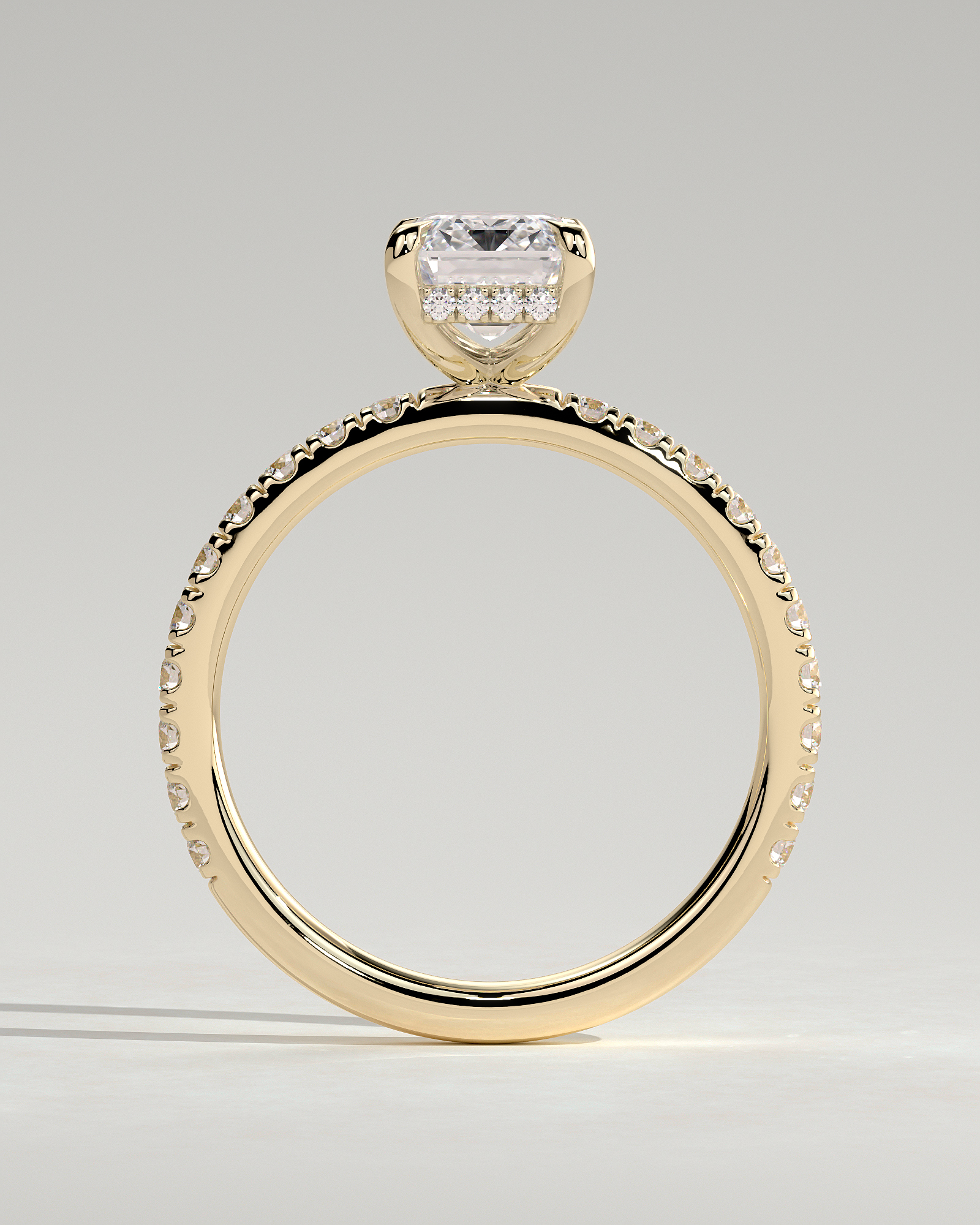 Gwyneth - Emerald Solitaire with Hidden Halo - 18k Yellow Gold