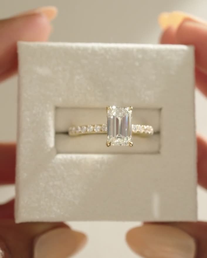 Gwyneth - Emerald Solitaire with Hidden Halo Lifestyle Image