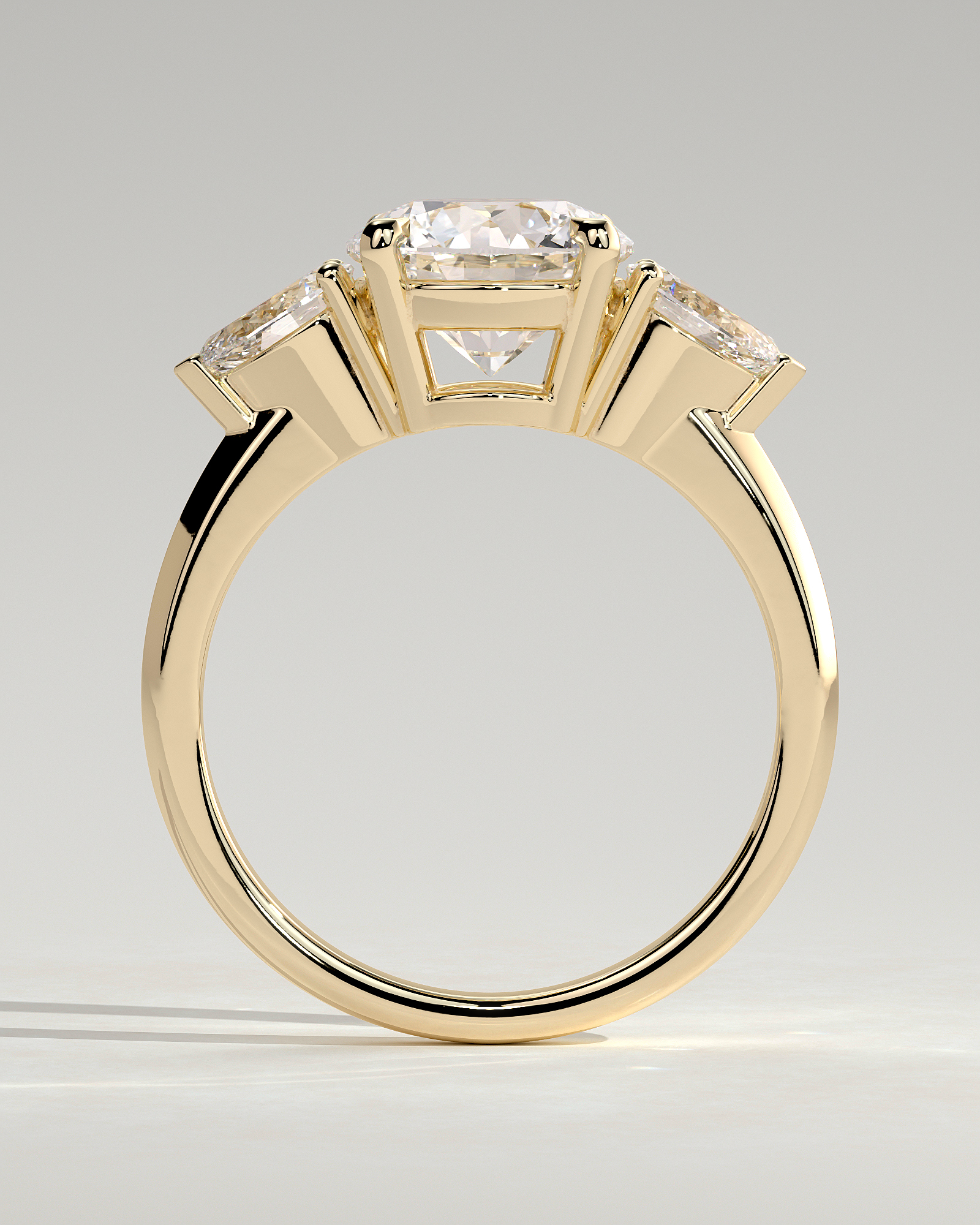 Halle - 4 Claw Basket Set Trilogy - 18k Yellow Gold