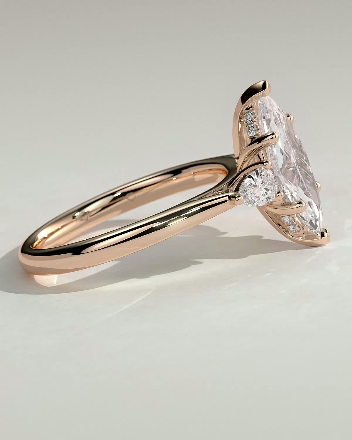 Hannah  Marquise Trilogy with Hidden Halo - 18k Rose Gold