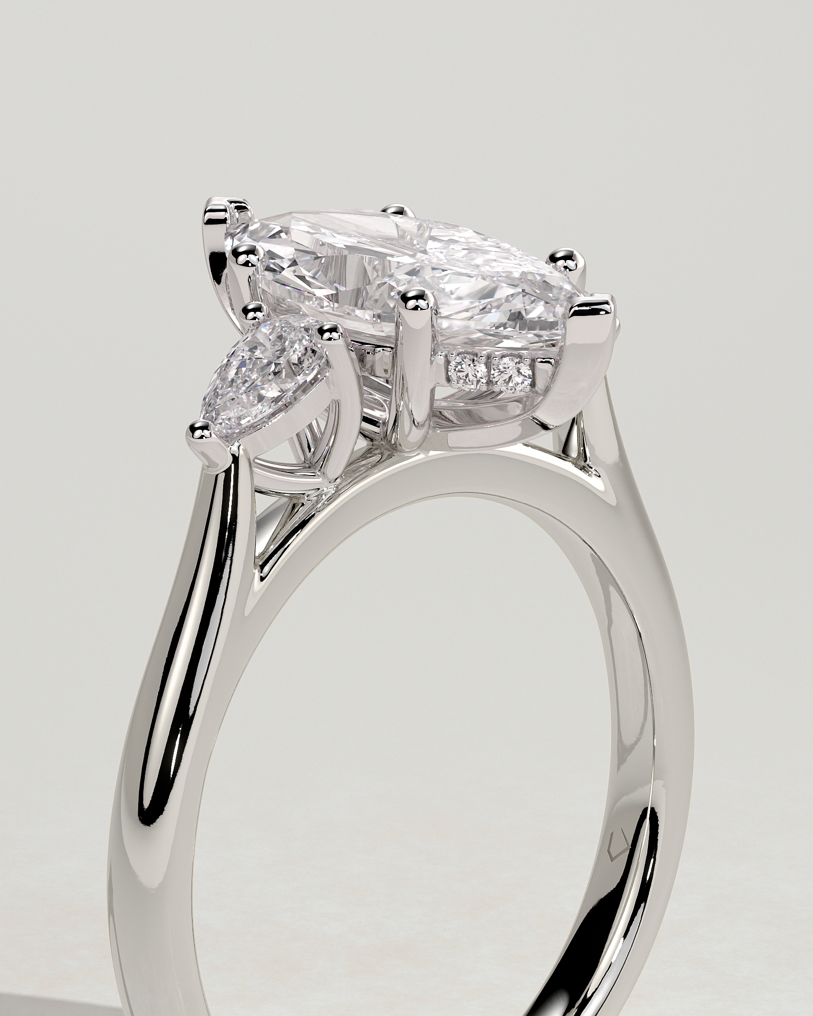Hannah  Marquise Trilogy with Hidden Halo - 18k White Gold