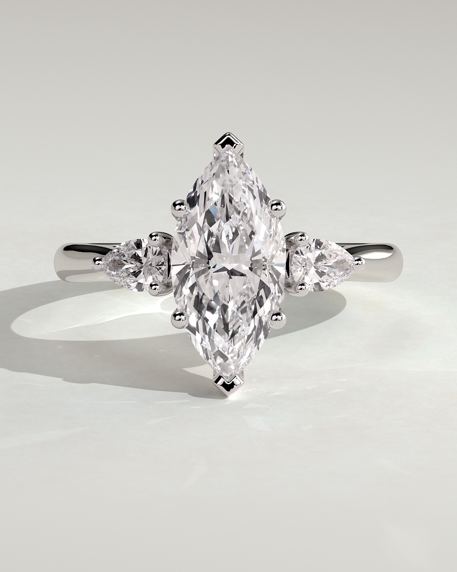 Hannah  Marquise Trilogy with Hidden Halo - 18k White Gold