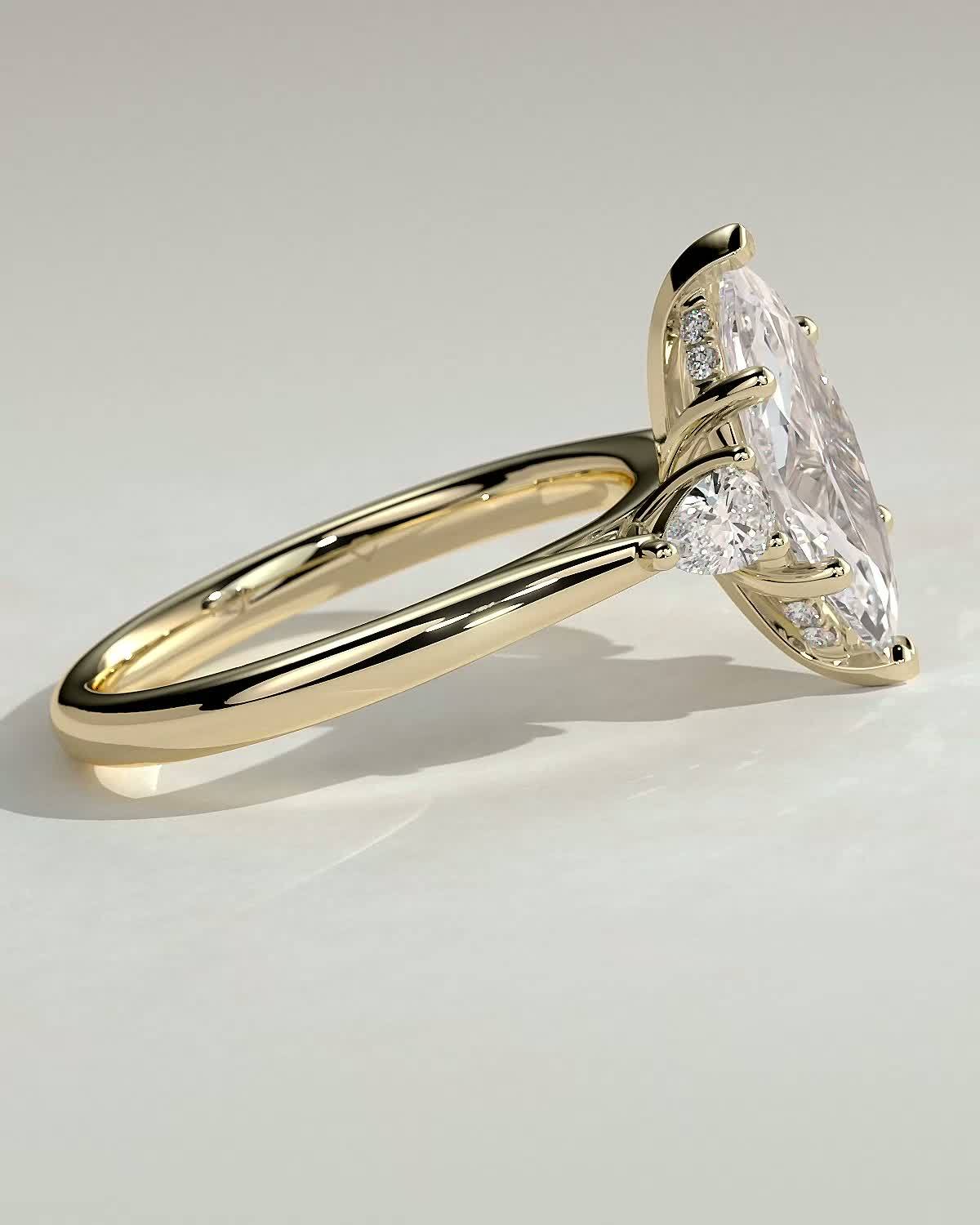 Hannah  Marquise Trilogy with Hidden Halo - 18k Yellow Gold