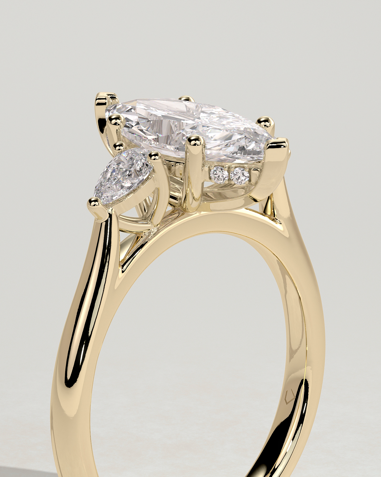 Hannah  Marquise Trilogy with Hidden Halo - 18k Yellow Gold