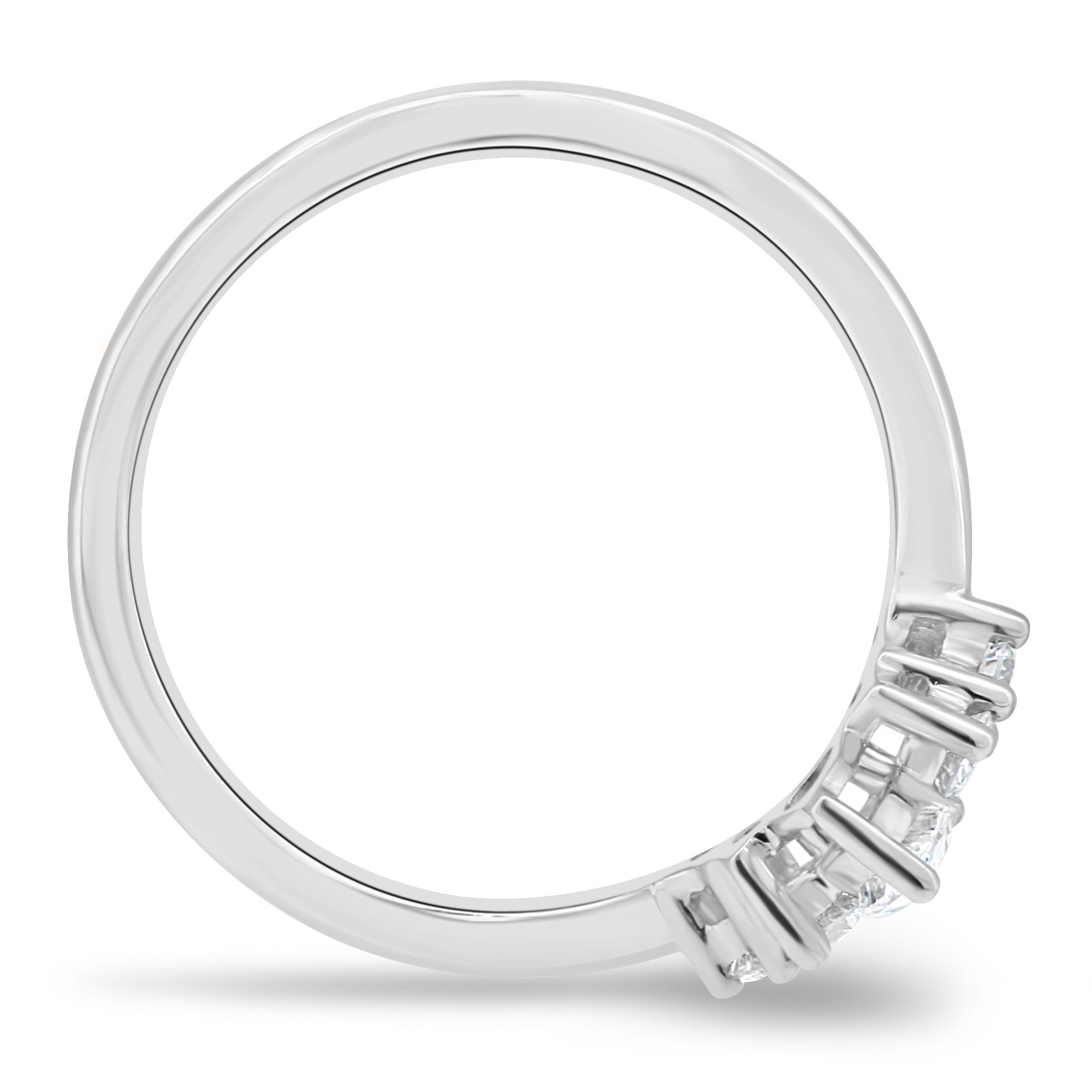 Harper   Accent Stones Curved Wedding Ring - 18k White Gold
