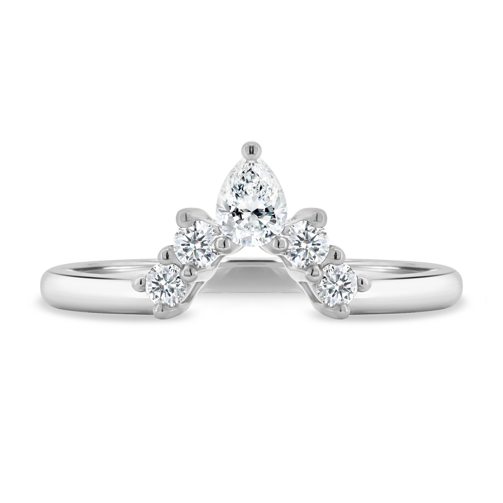 Harper   Accent Stones Curved Wedding Ring - 18k White Gold