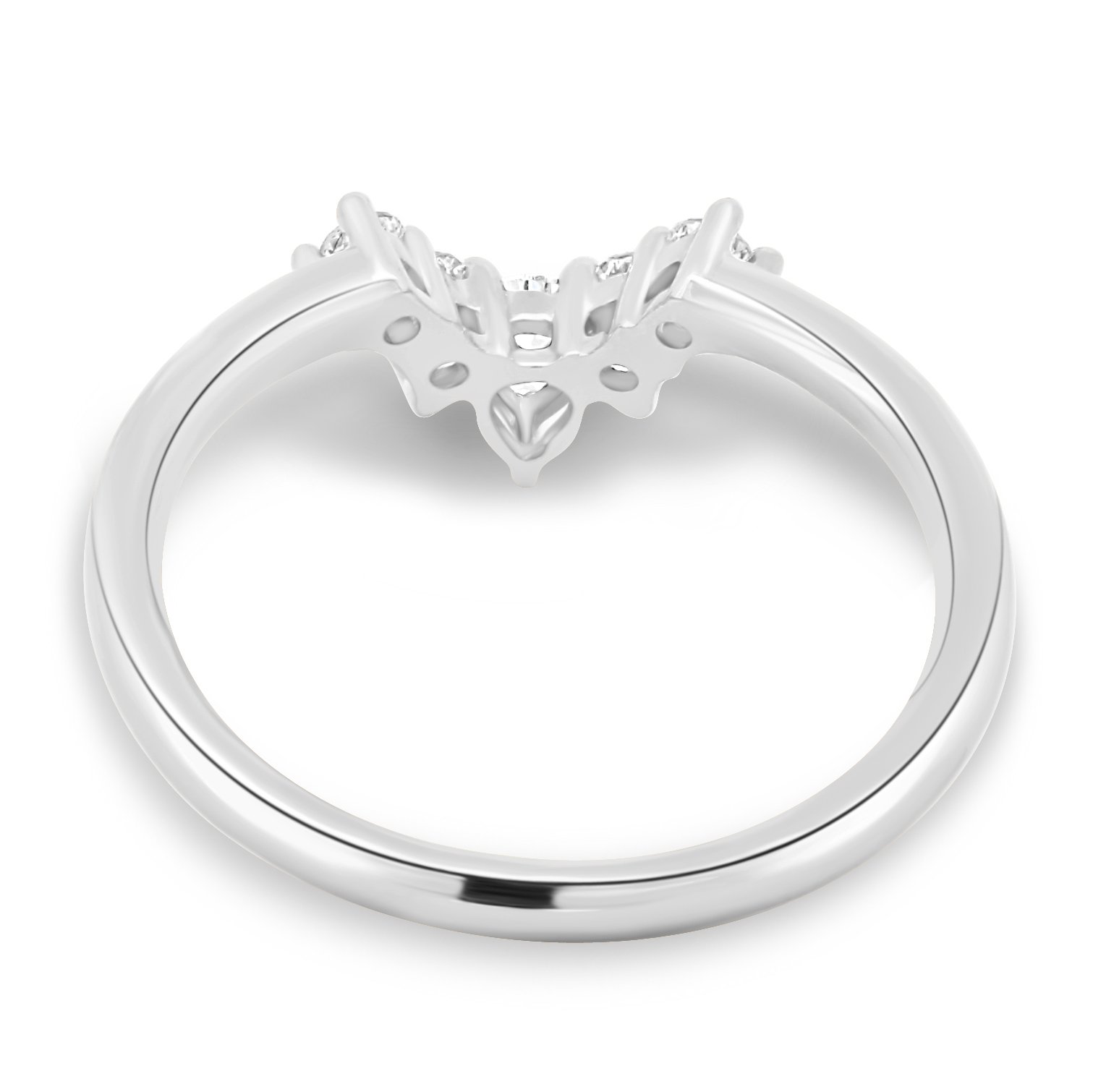 Harper   Accent Stones Curved Wedding Ring - 18k White Gold