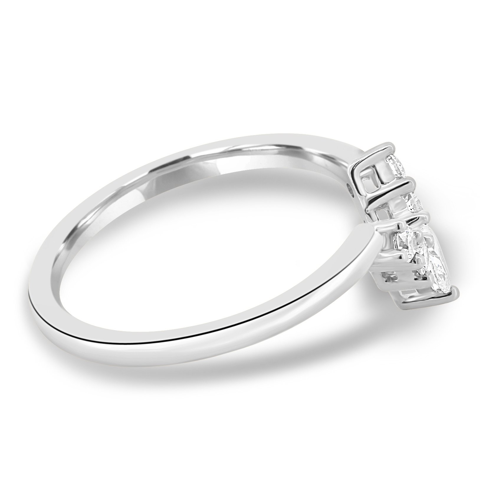 Harper   Accent Stones Curved Wedding Ring - 18k White Gold