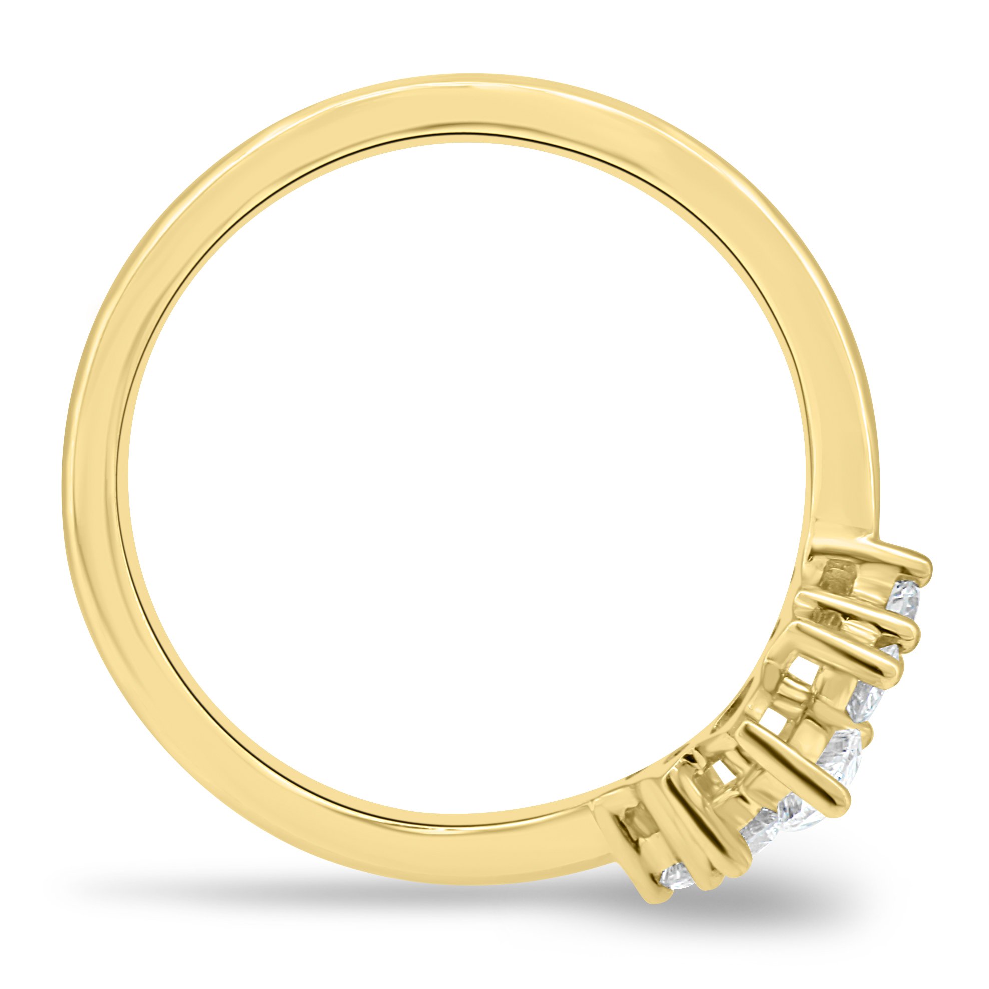 Harper   Accent Stones Curved Wedding Ring - 18k Yellow Gold