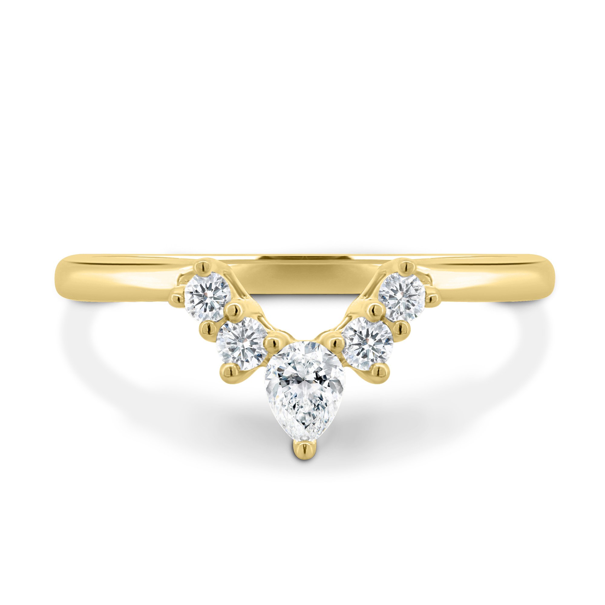 Harper   Accent Stones Curved Wedding Ring - 18k Yellow Gold