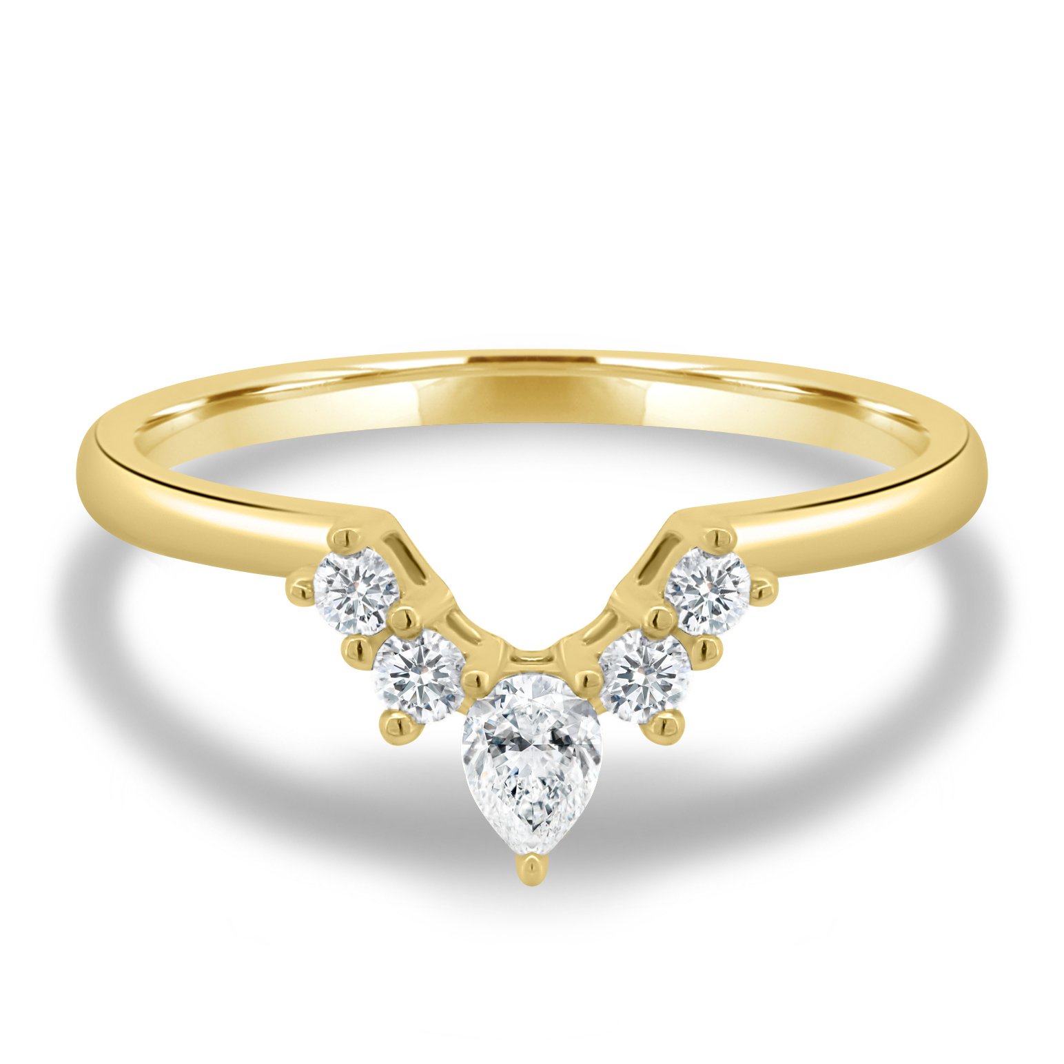 Harper   Accent Stones Curved Wedding Ring - 18k Yellow Gold