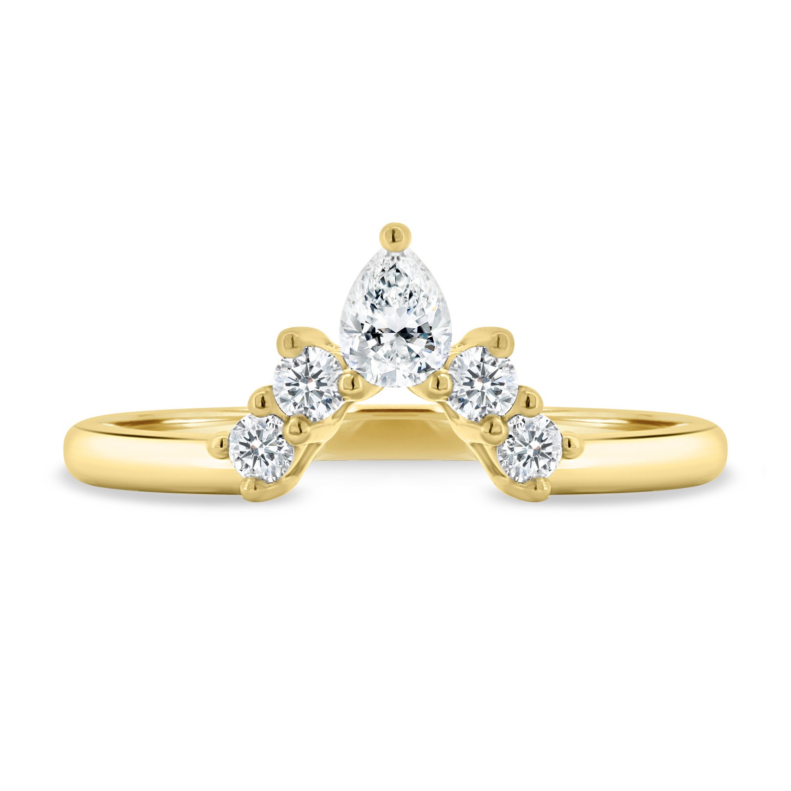 Harper   Accent Stones Curved Wedding Ring - 18k Yellow Gold