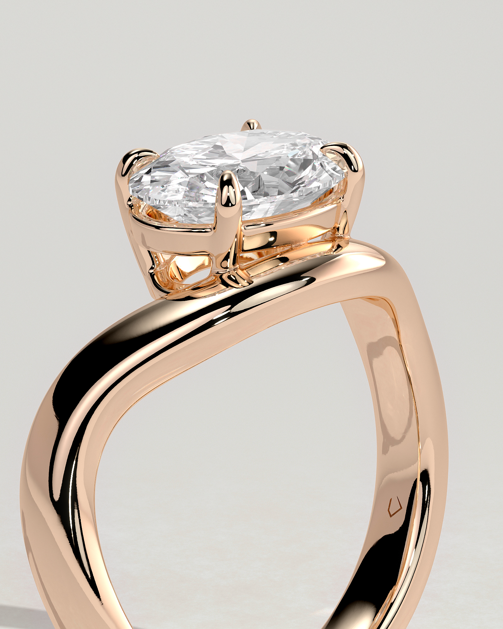 Hayley - Oval Solitaire with Twist Band - 18k Rose Gold