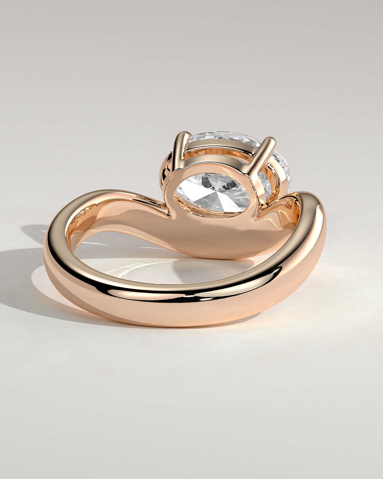 Hayley - Oval Solitaire with Twist Band - 18k Rose Gold