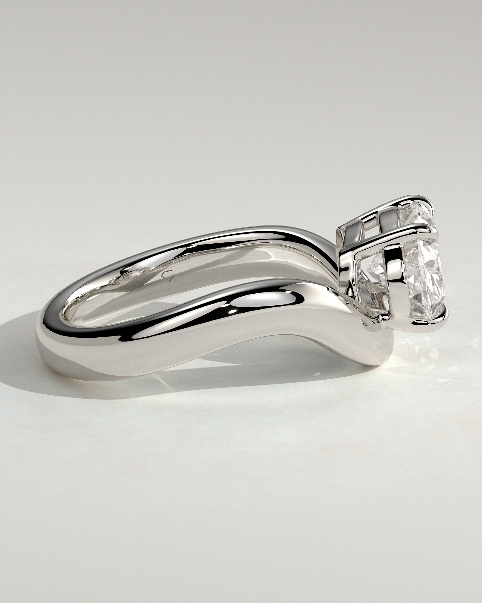 Hayley - Oval Solitaire with Twist Band - 18k White Gold