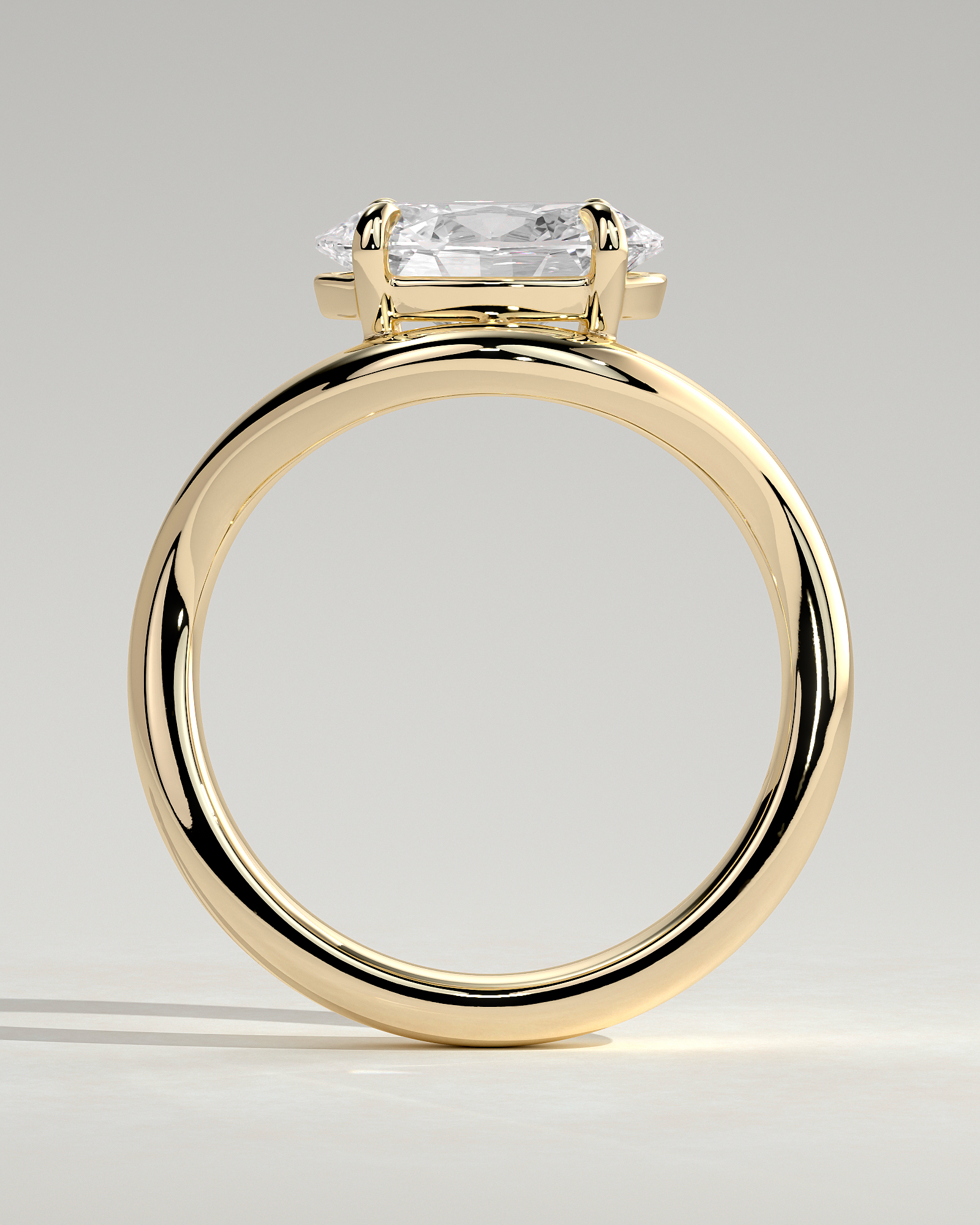 Hayley - Oval Solitaire with Twist Band - 18k Yellow Gold