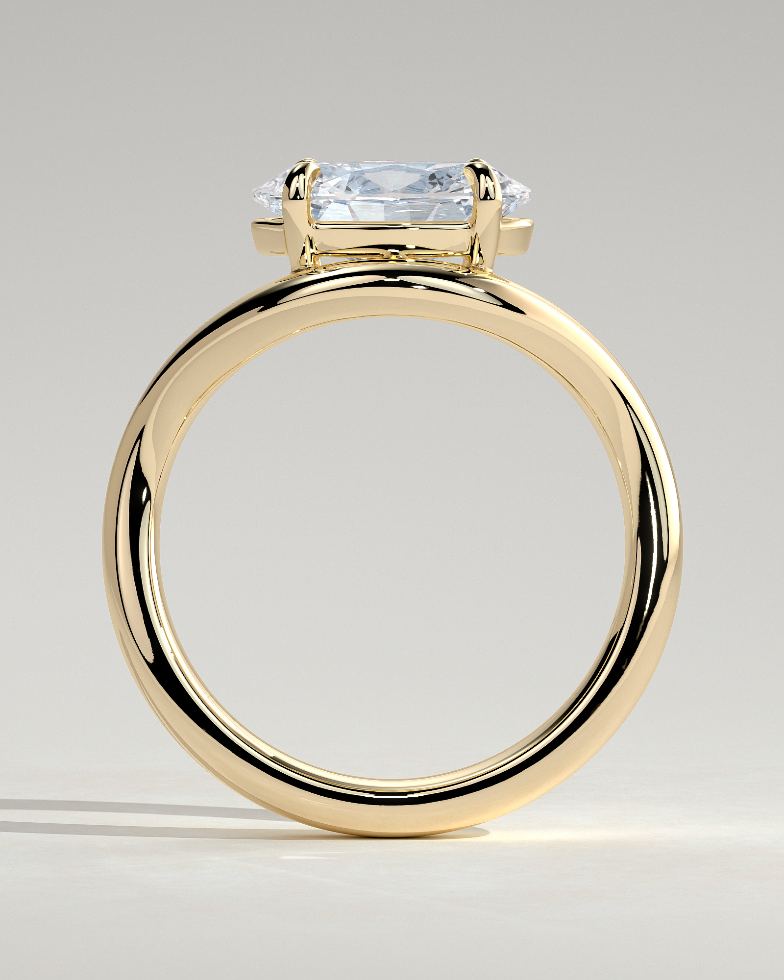 Hayley - Oval Solitaire with Twist Band - 18k Yellow Gold