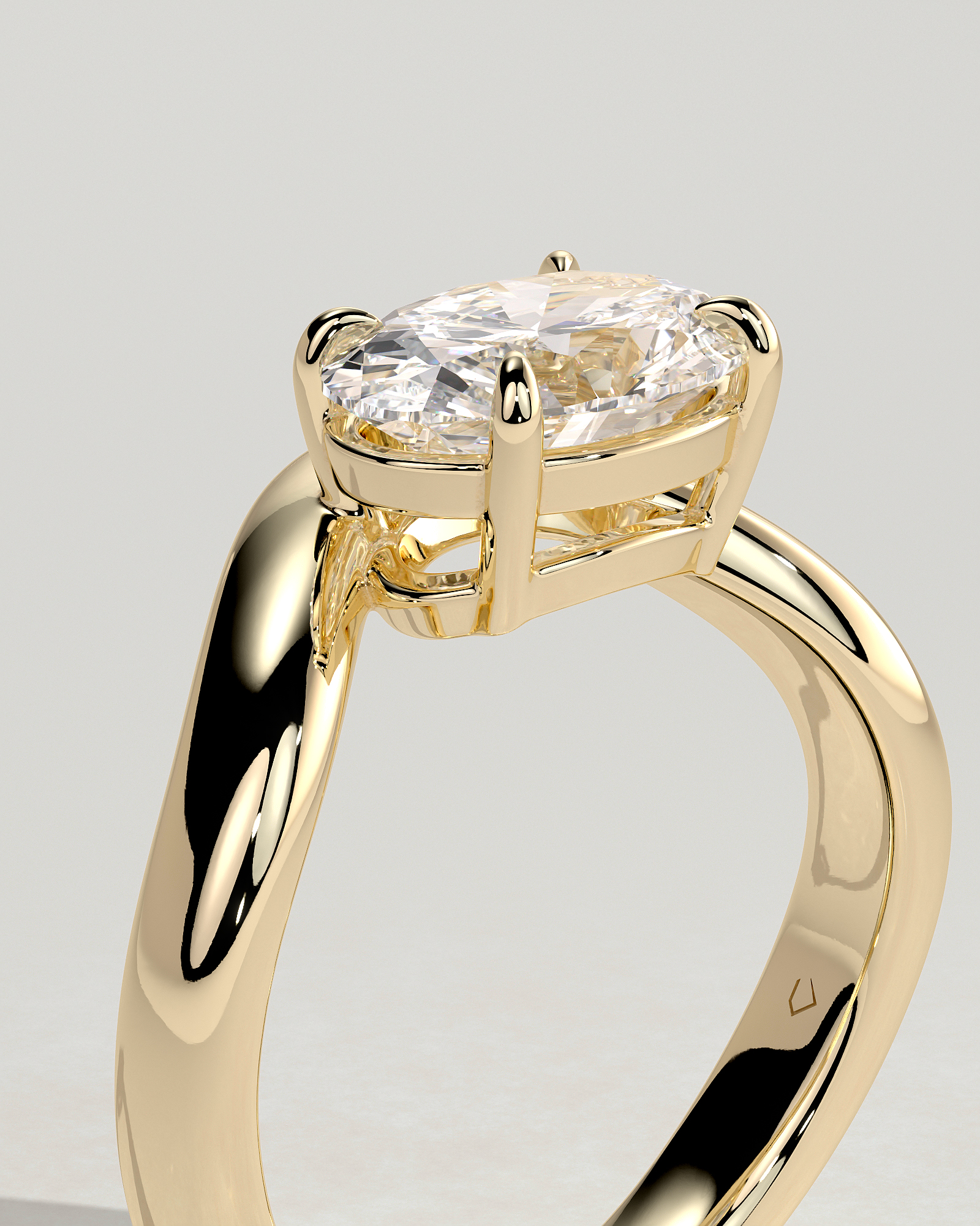 Hayley - Oval Solitaire with Twist Band - 18k Yellow Gold